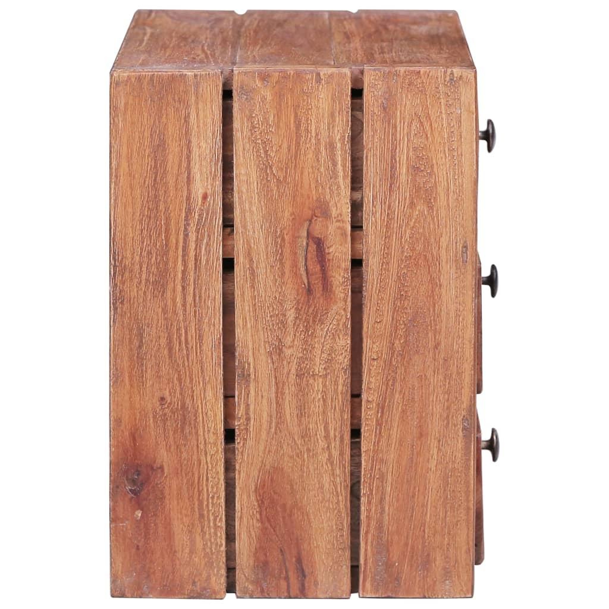 Voir la diapositive 4 : VIDAXL Table de chevet avec 3 tiroirs 35x25x35 cm bois d'acajou massif