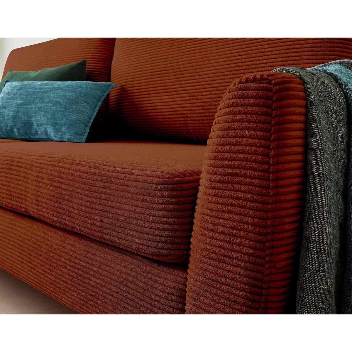 LISA DESIGN Dan - canapé 3 places - convertible avec coffre - en velours côtelé