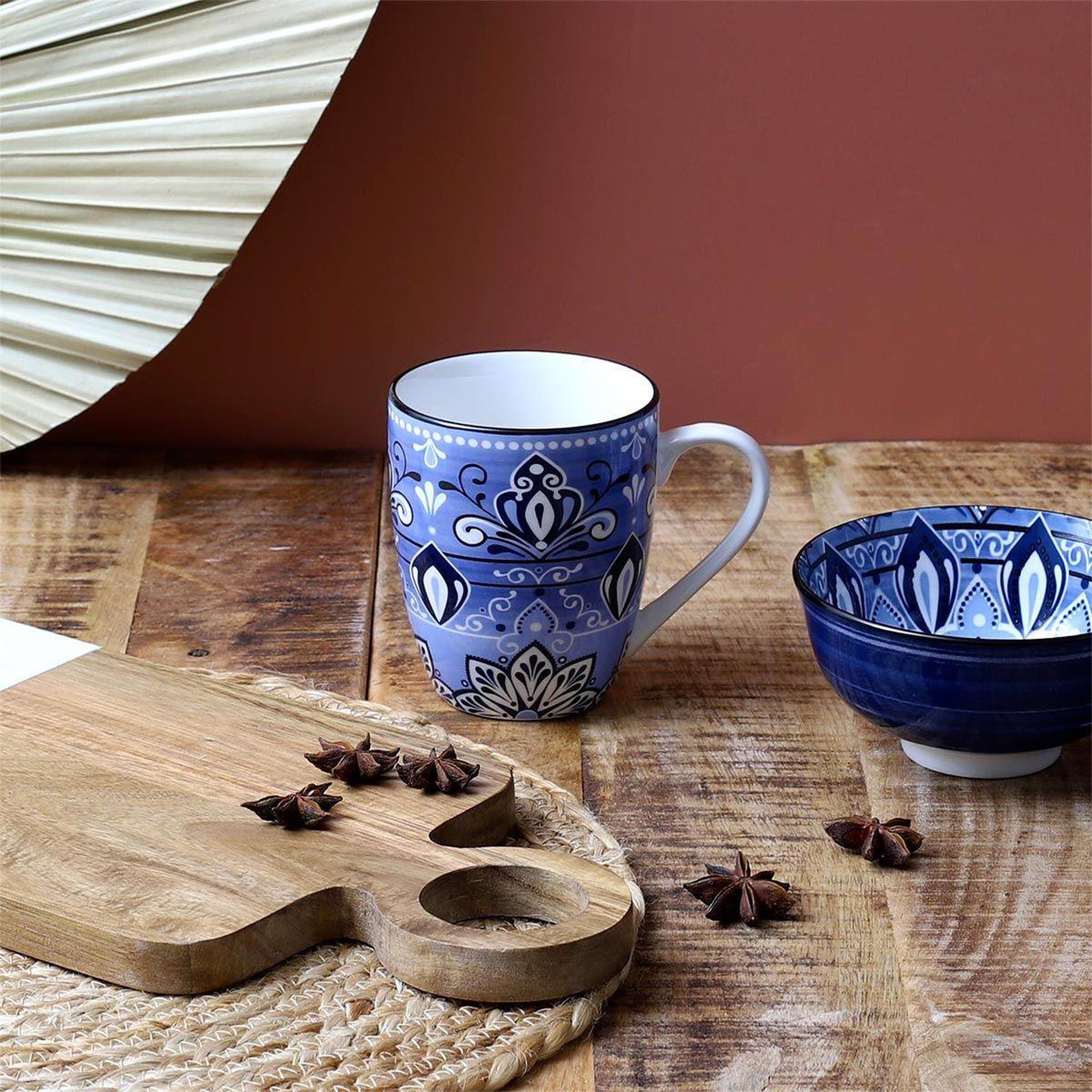 Voir la diapositive 4 : The Home Deco Factory Lot de 6 mugs en porcelaine  jaipur  30cl bleu