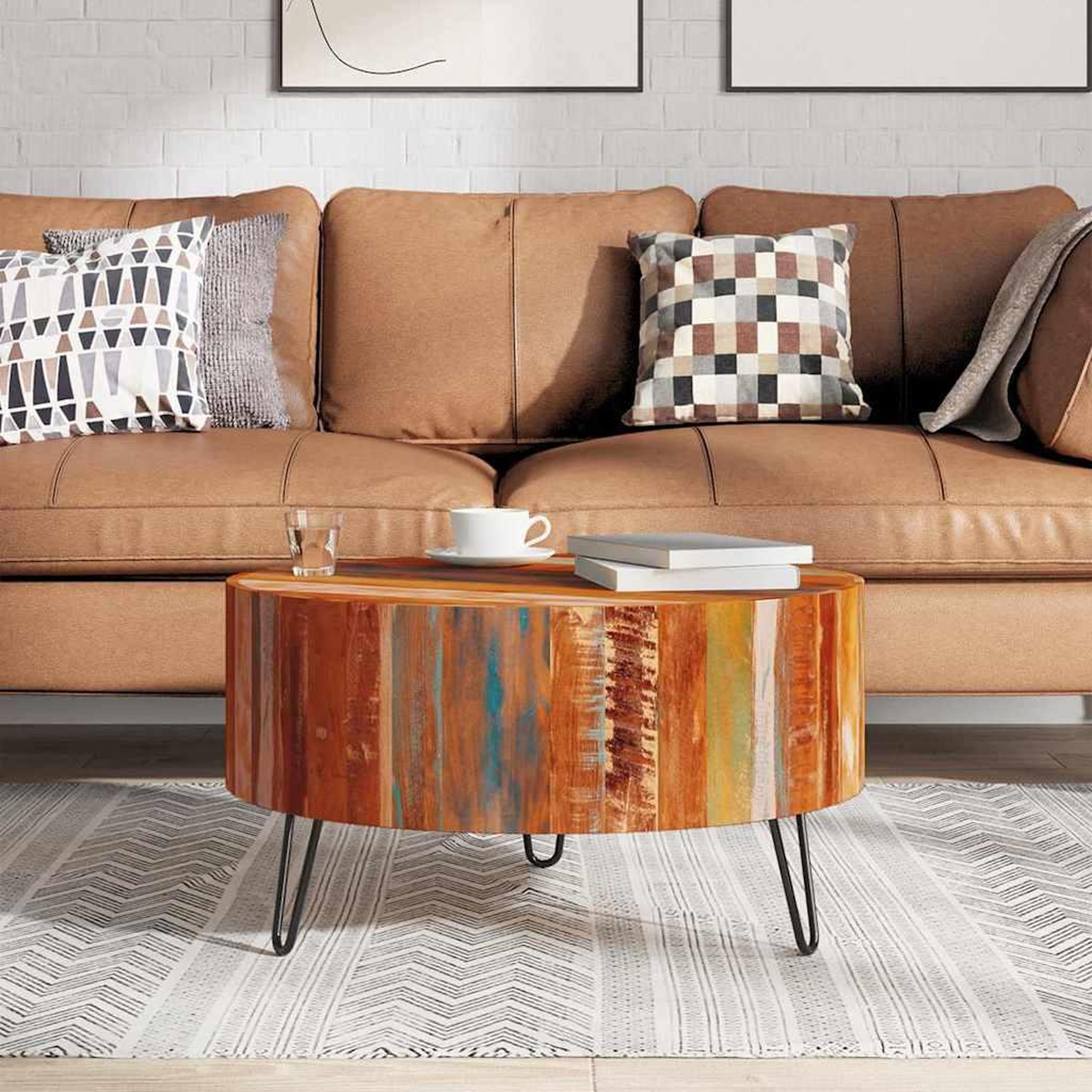 Voir la diapositive 3 : VIDAXL Table basse ronde Bois massif de recuperation