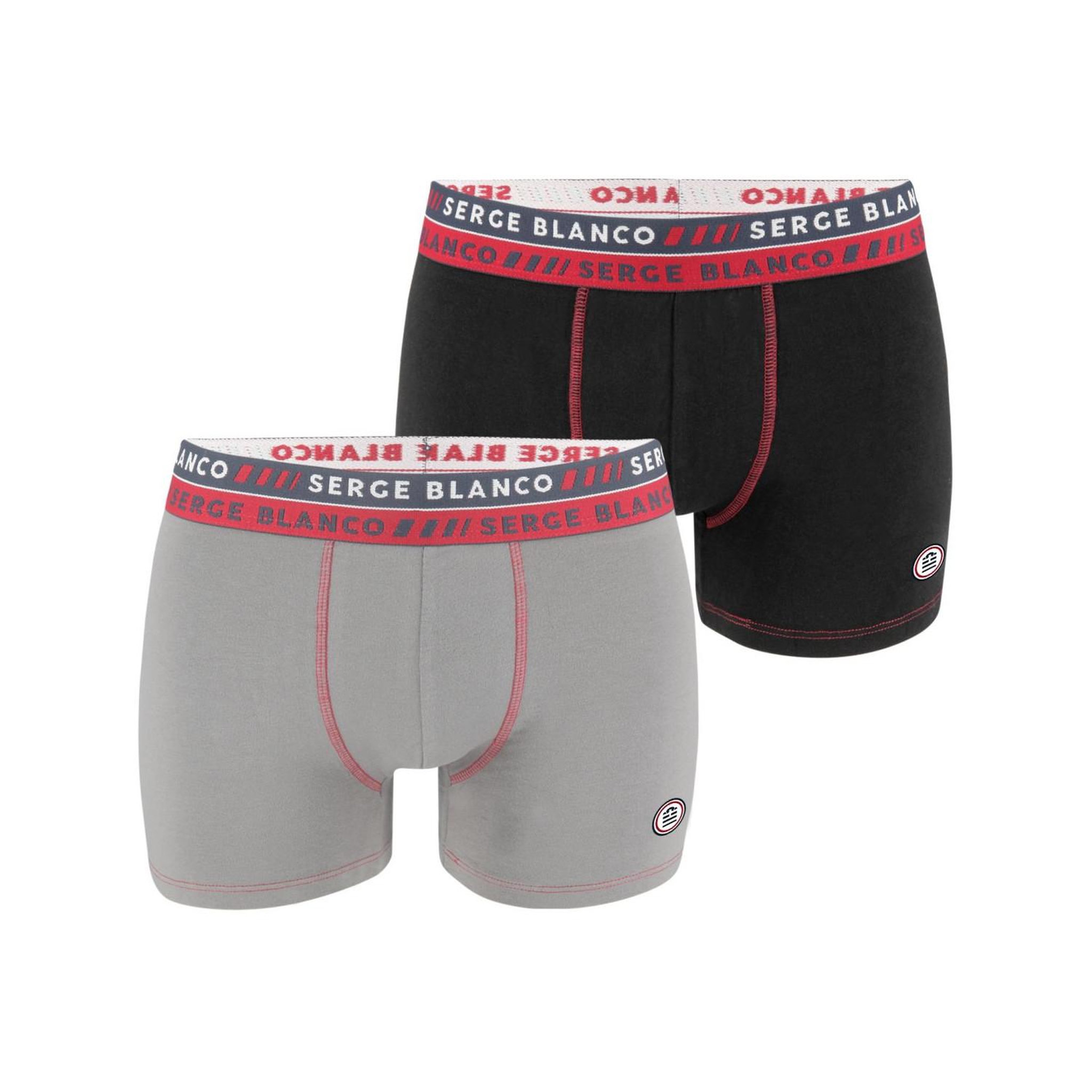 SERGE BLANCO Lot de 2 Boxers homme surpiqûres Class. Coloris disponibles : Gris