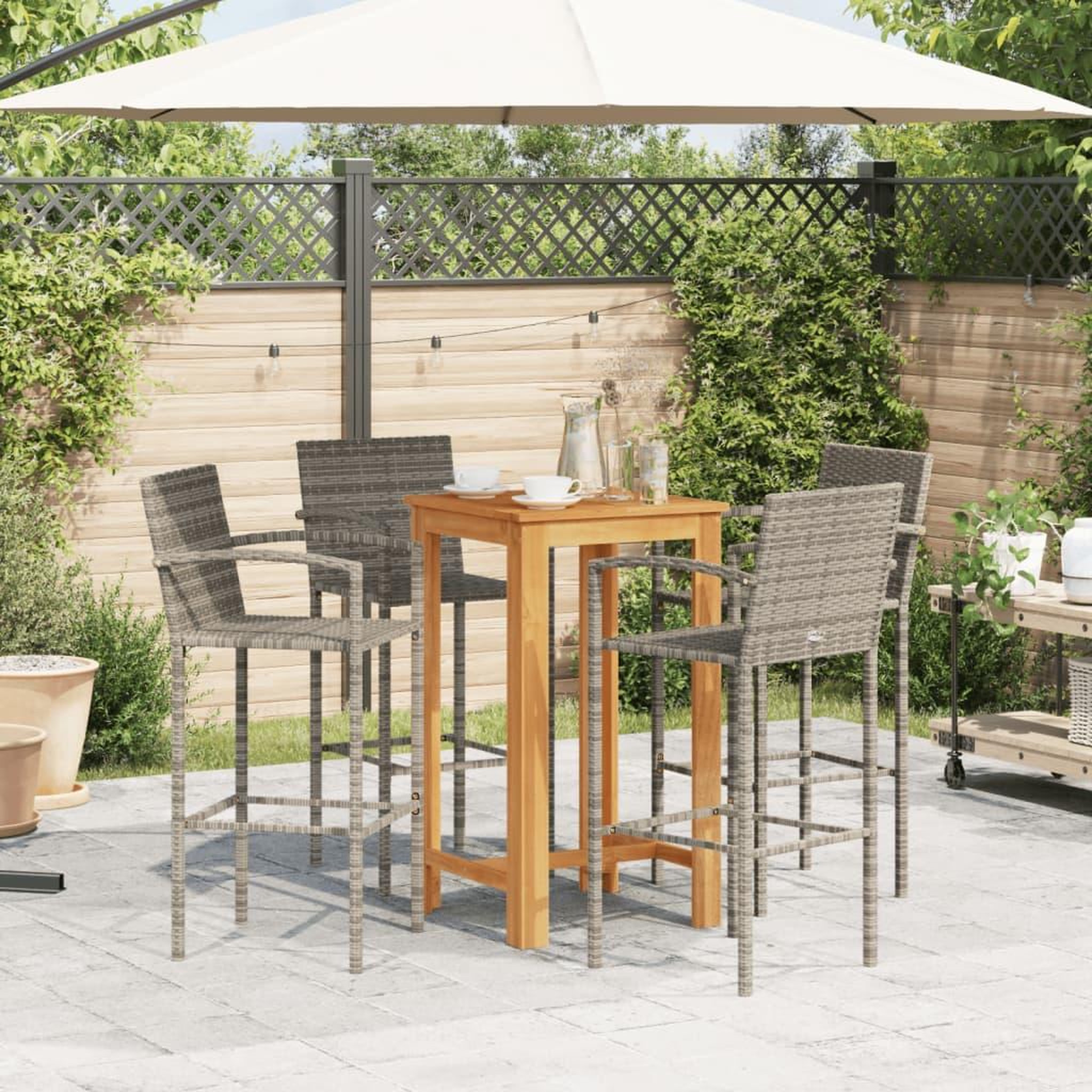 Voir la diapositive 3 : VIDAXL Ensemble de bar de jardin 5 pcs gris bois massif acacia rotin