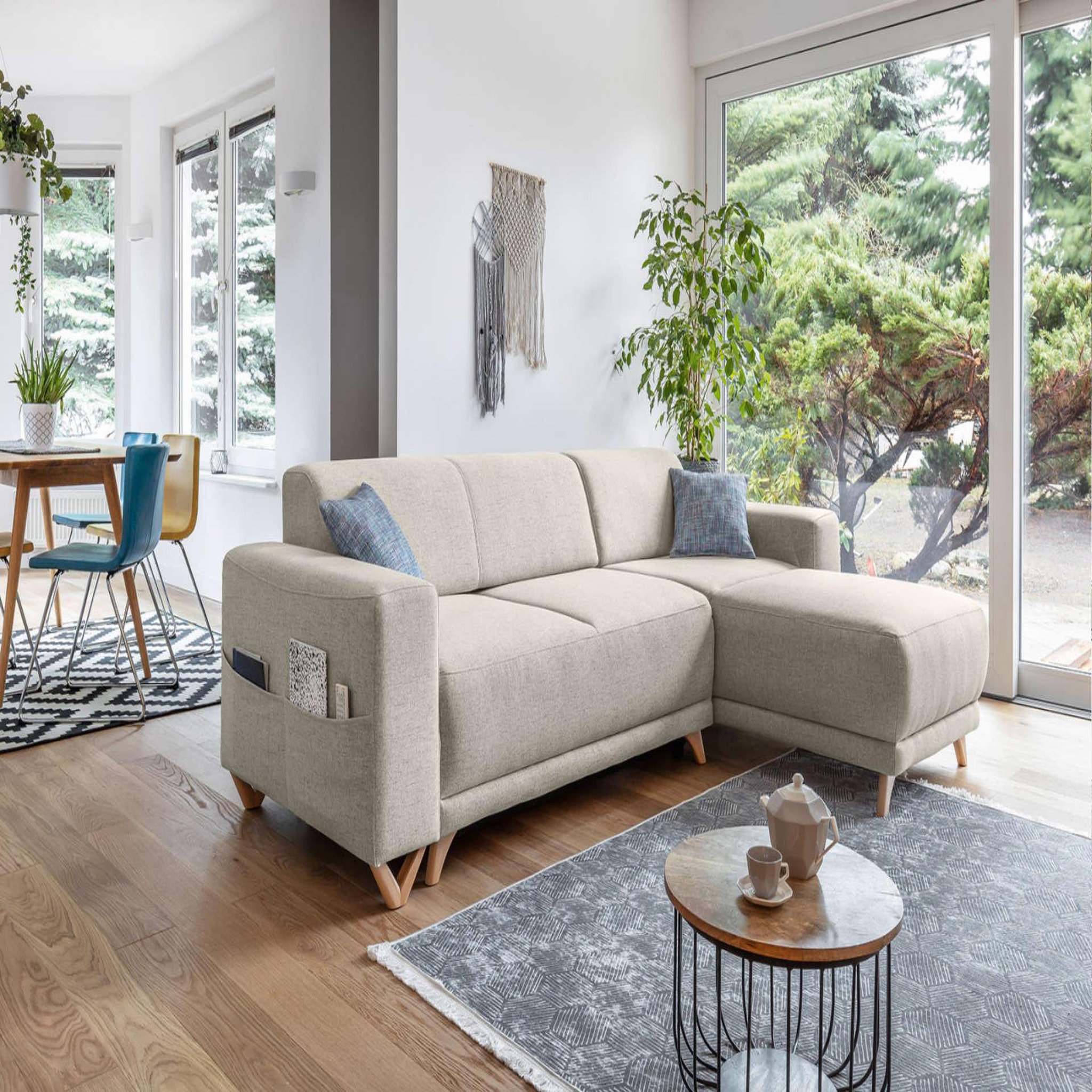 Voir la diapositive 1 : BEST MOBILIER Bella - canapé d'angle réversible convertible - avec coffre - 4 places - tissu