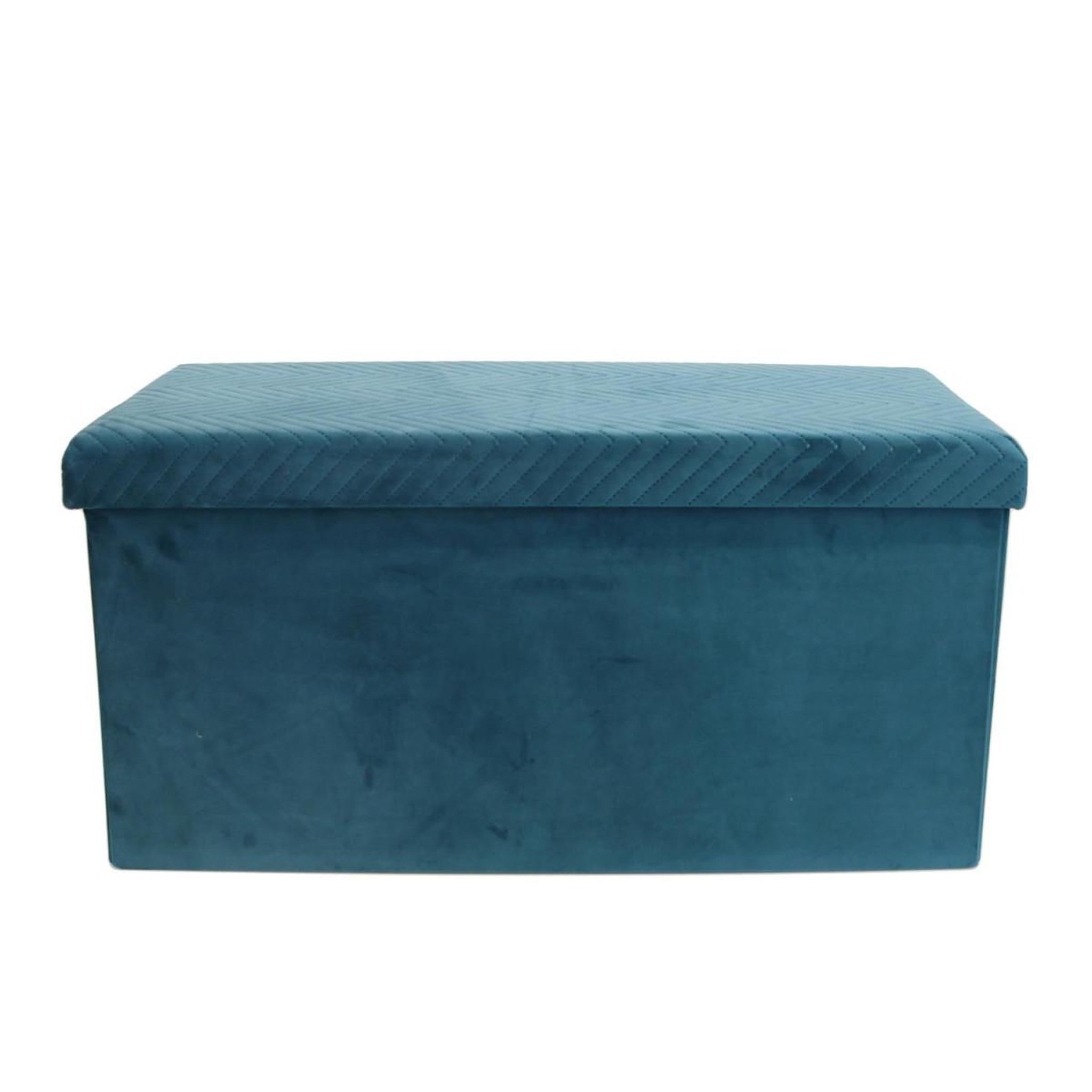 Voir la diapositive 2 : The Home Deco Factory Banquette coffre pliable velours  zigzag  76cm bleu