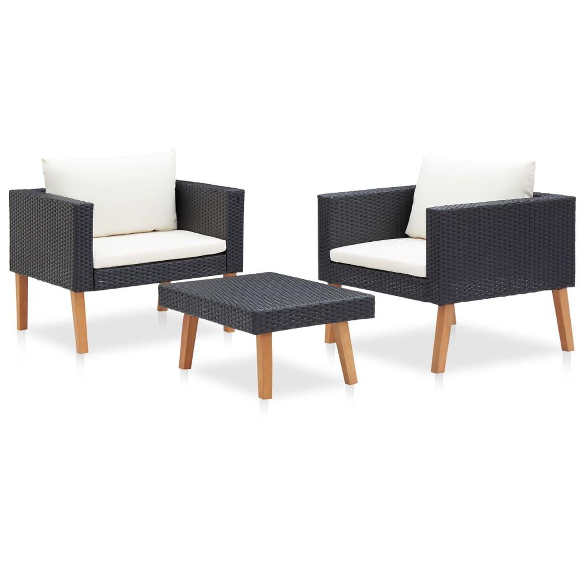 Voir la diapositive 3 : VIDAXL Salon de jardin 3 pcs avec coussins Resine tressee Noir