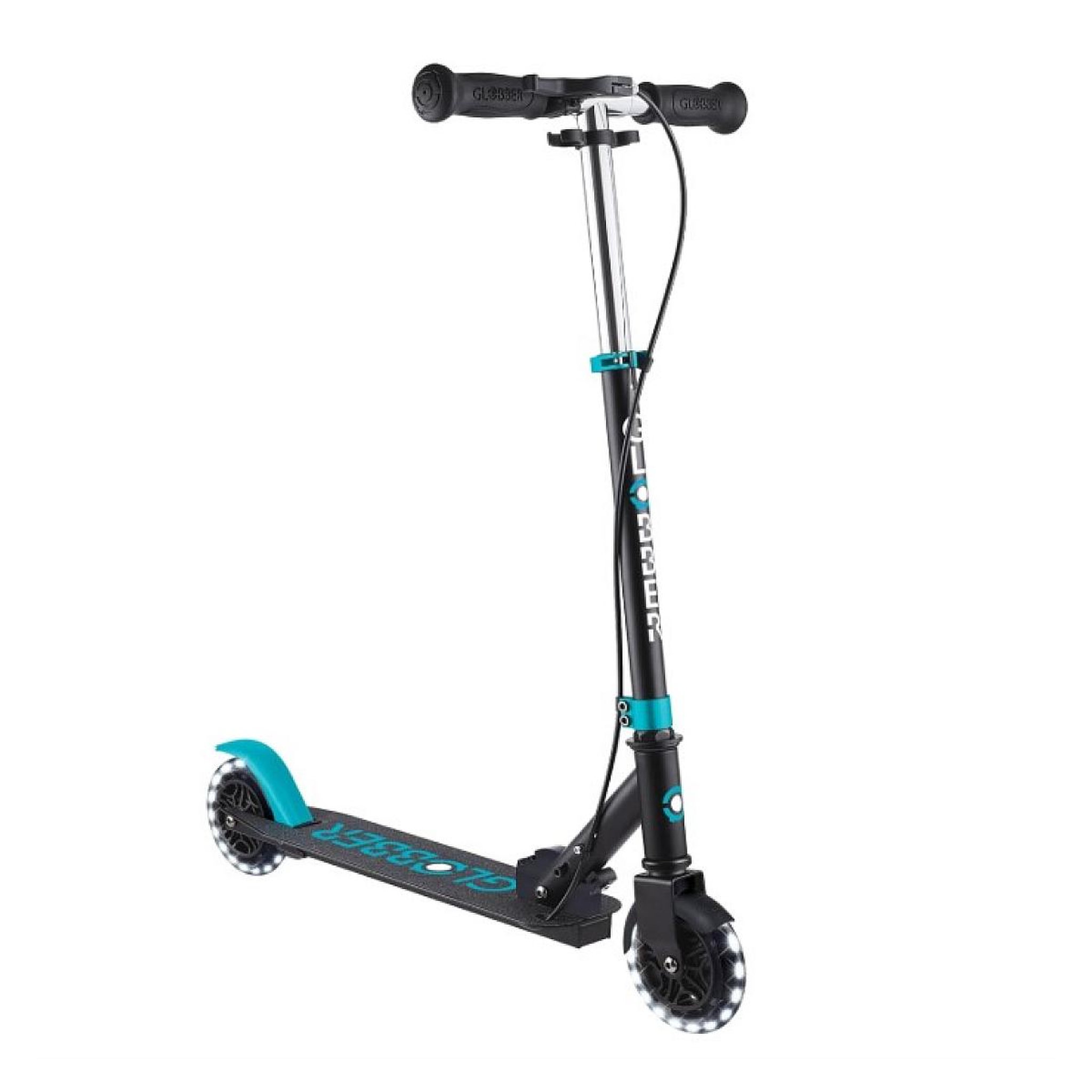 Globber Trottinette Junior FLOW LIGHTS - Frein manuel - Noir/Turquoise