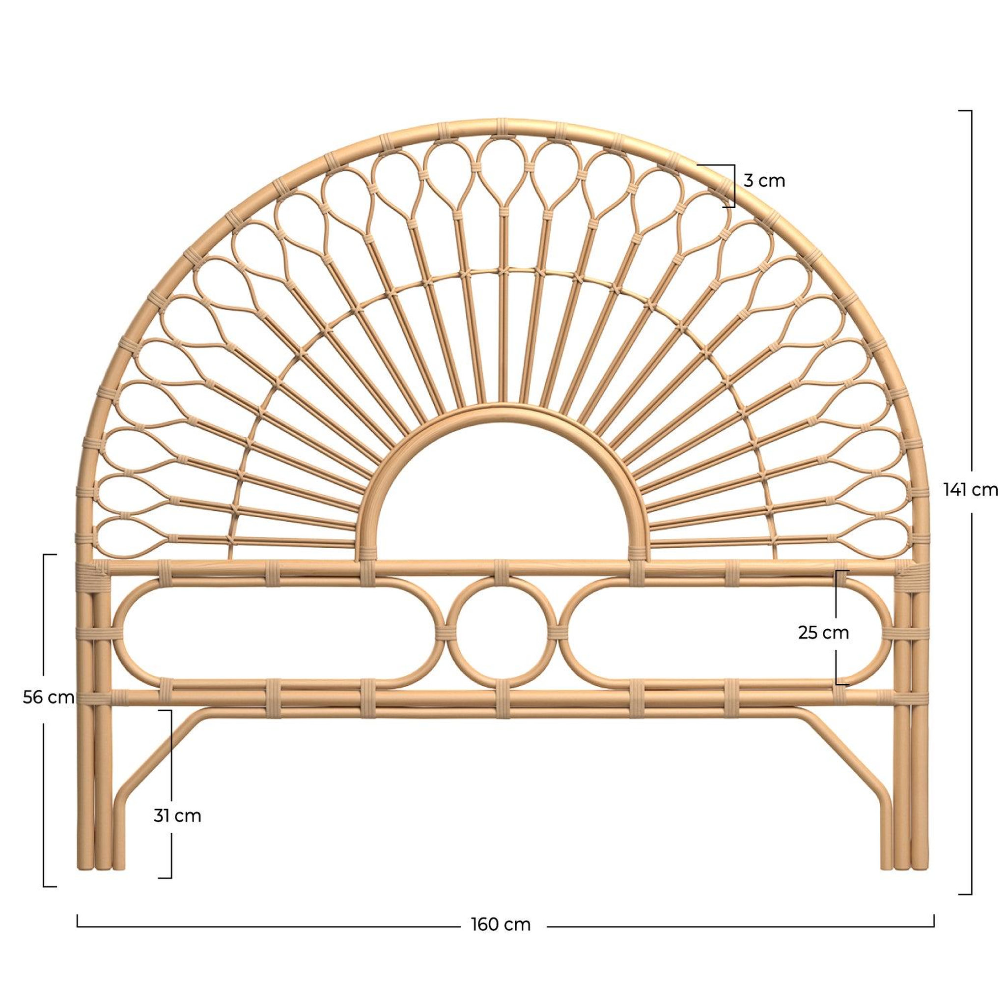 Voir la diapositive 6 : MAISON PAVANE Tête de lit 160 cm en rotin naturel-bahia