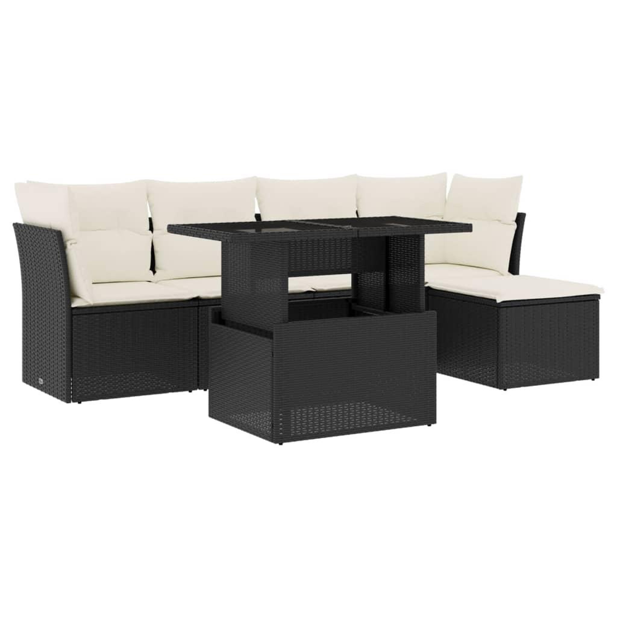 Voir la diapositive 2 : VIDAXL Salon de jardin 6 pcs avec coussins noir resine tressee