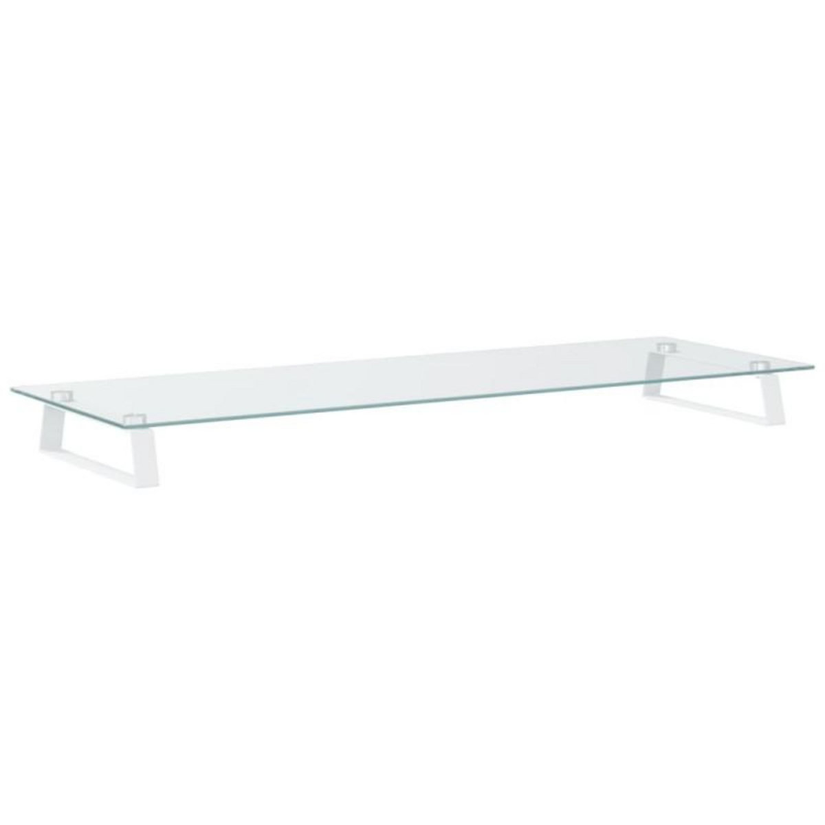 VIDAXL Support de moniteur blanc 100x35x8 cm verre trempé et métal