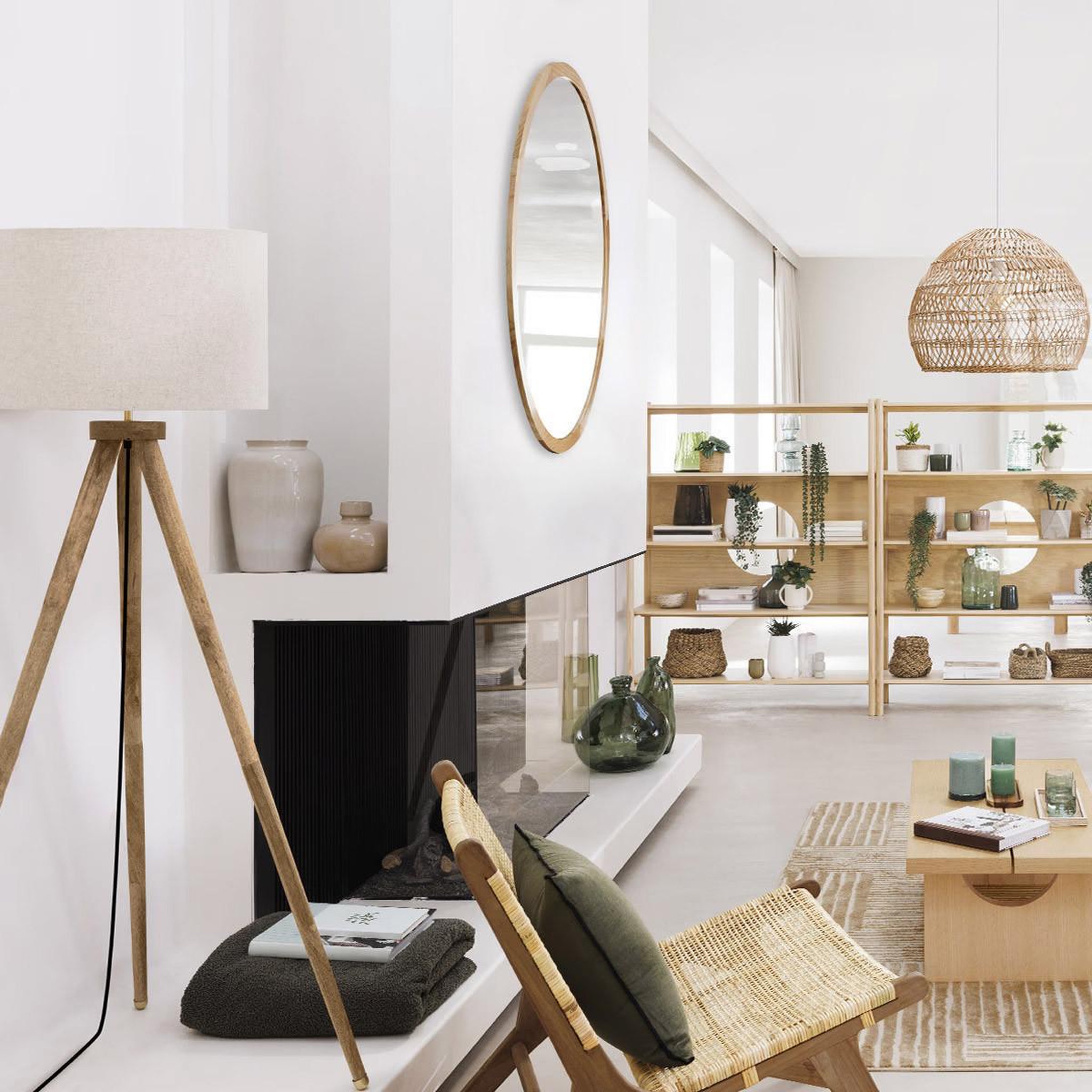 Voir la diapositive 5 : ATMOSPHERA Lampadaire trépied  olga  150cm beige lin