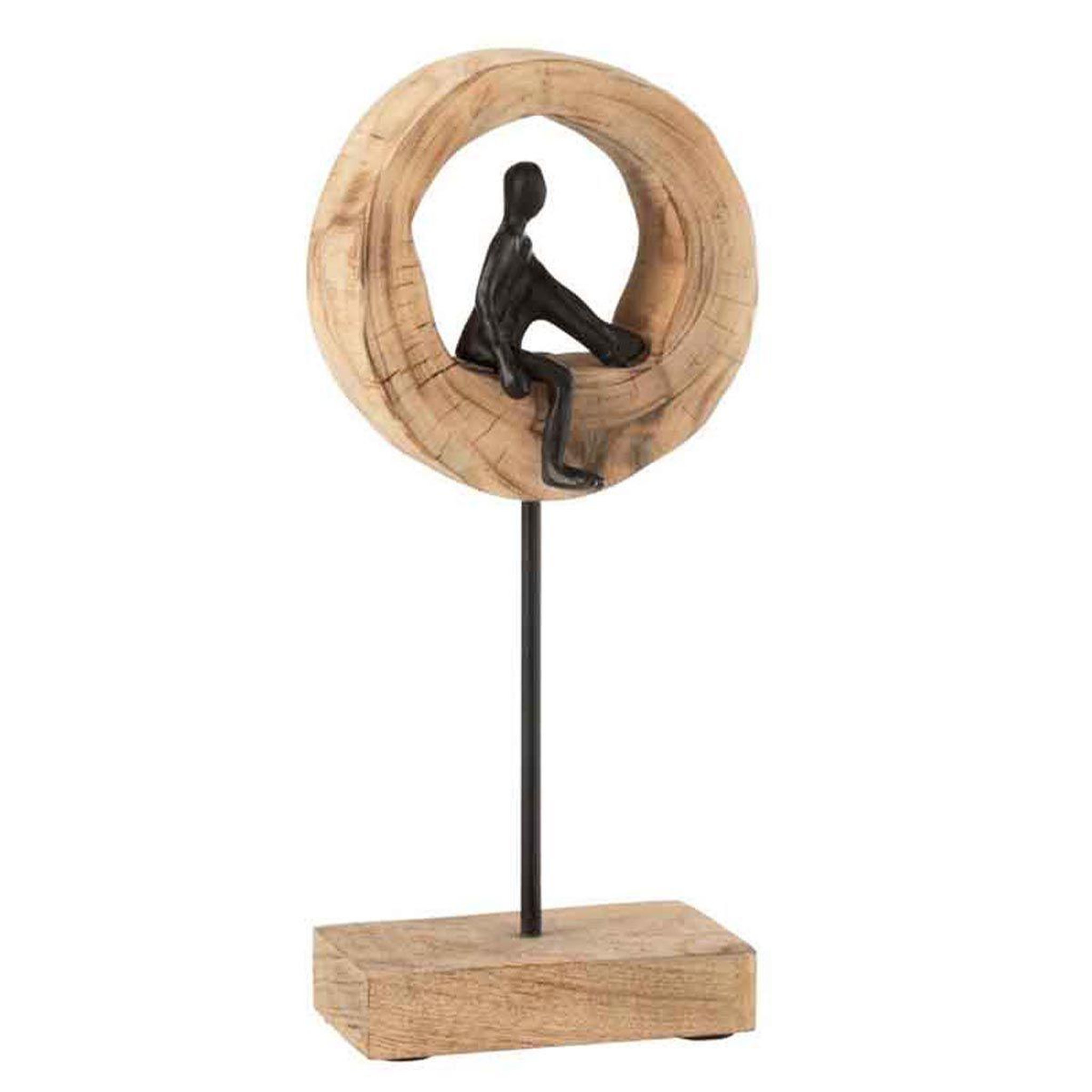 J-LINE Statuette déco  figurine pensive  38cm naturel