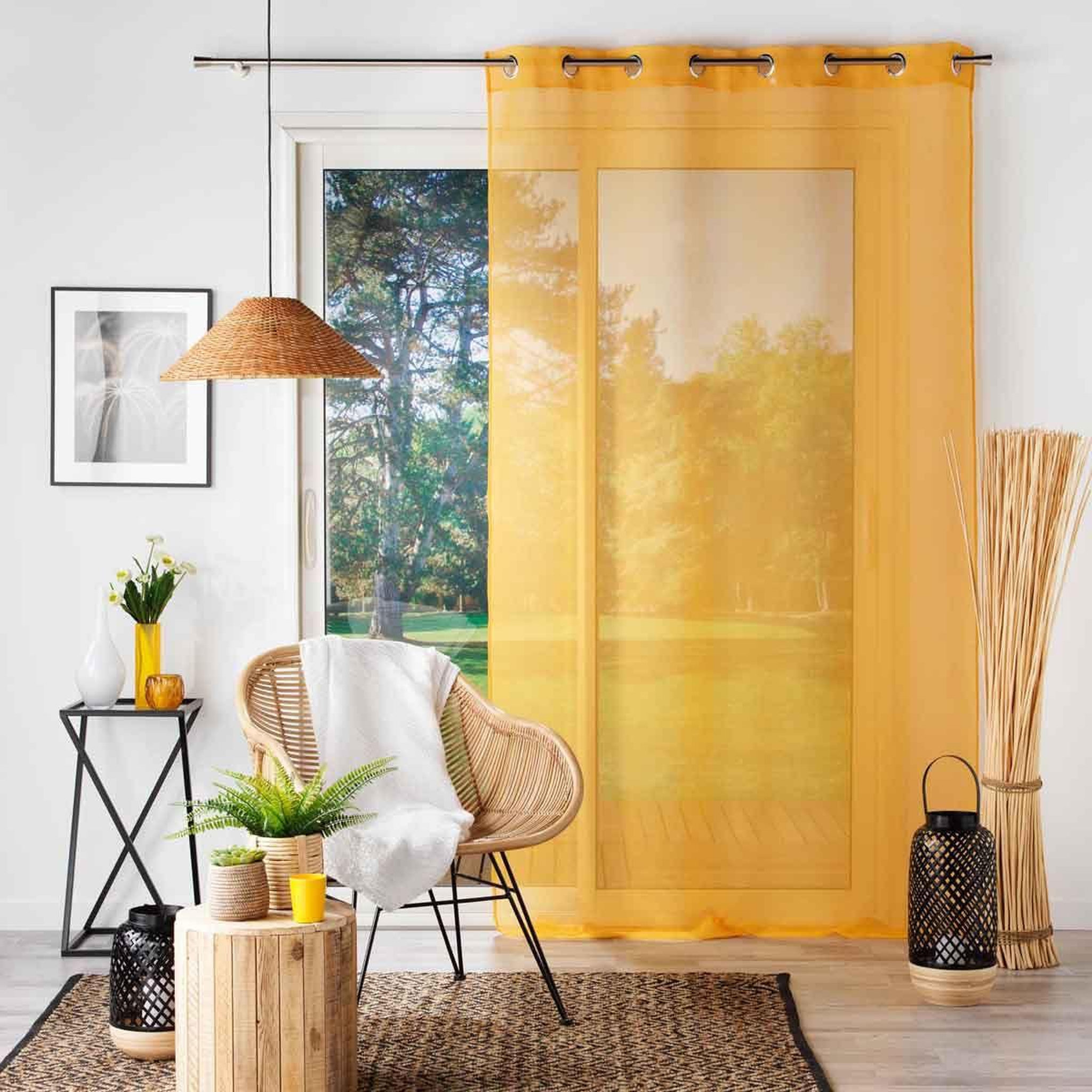 Voir la diapositive 3 : Douceur d'Intérieur Rideau voilage à œillets  sandra  140x180cm jaune