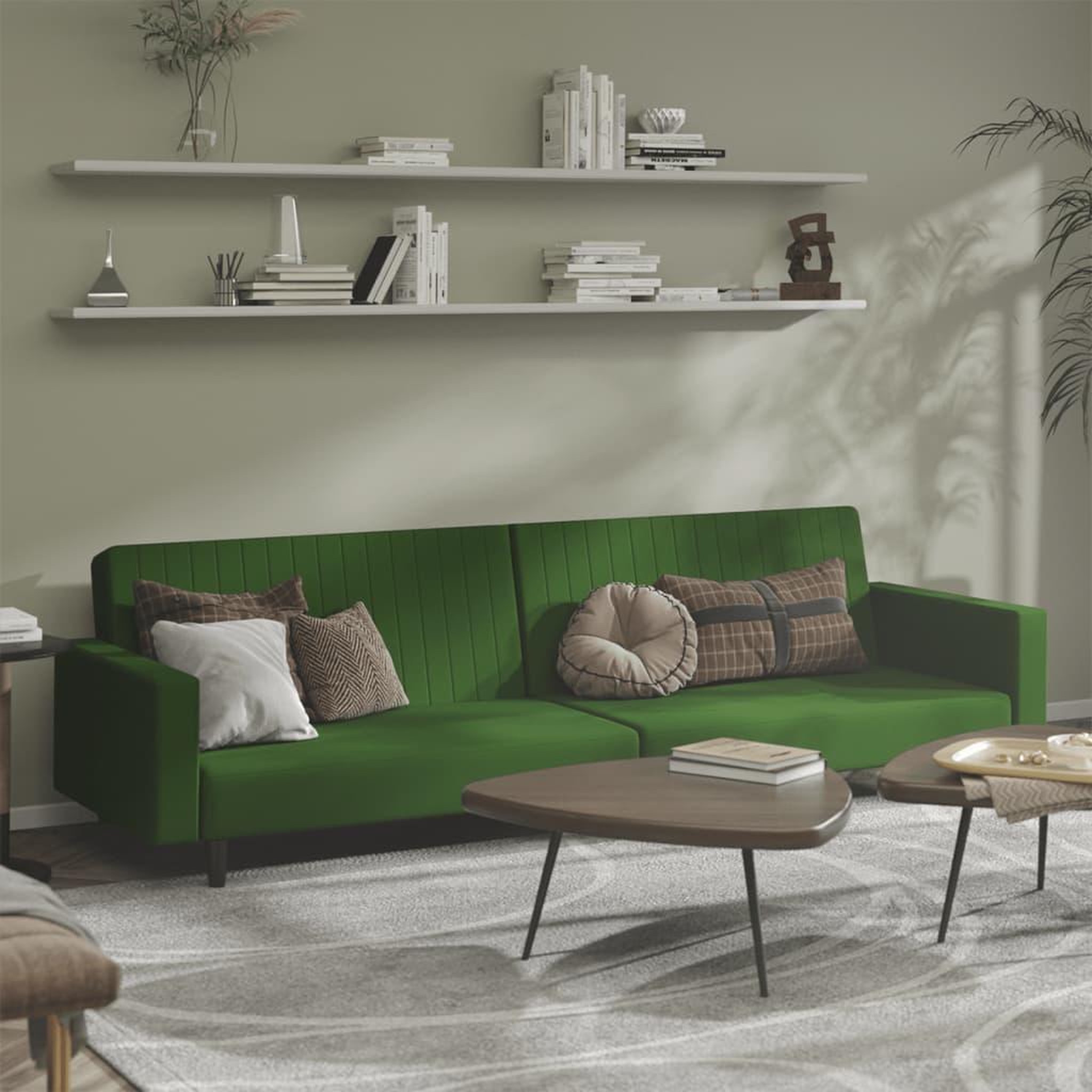 VIDAXL Canape-lit a 2 places vert fonce velours