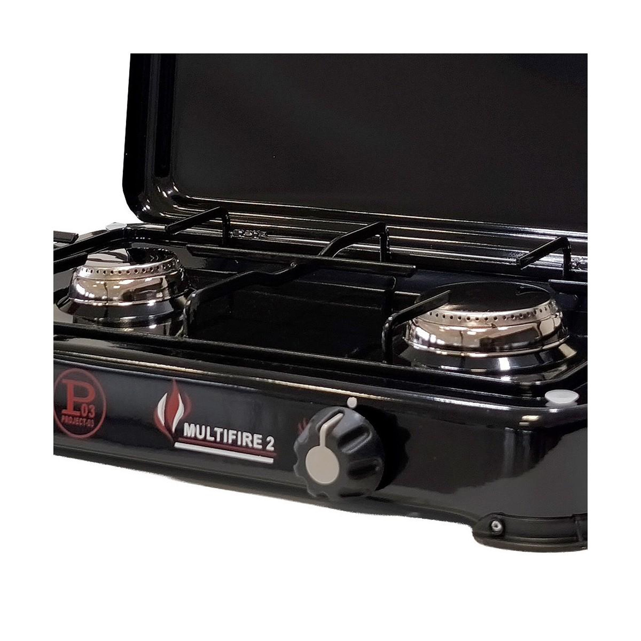 Voir la diapositive 6 : INTEC Réchaud à gaz portable 2 feux 3200W Brûleurs Inox - Plaque de cuisson gaz Butane ou Propane Design Noir INTEC