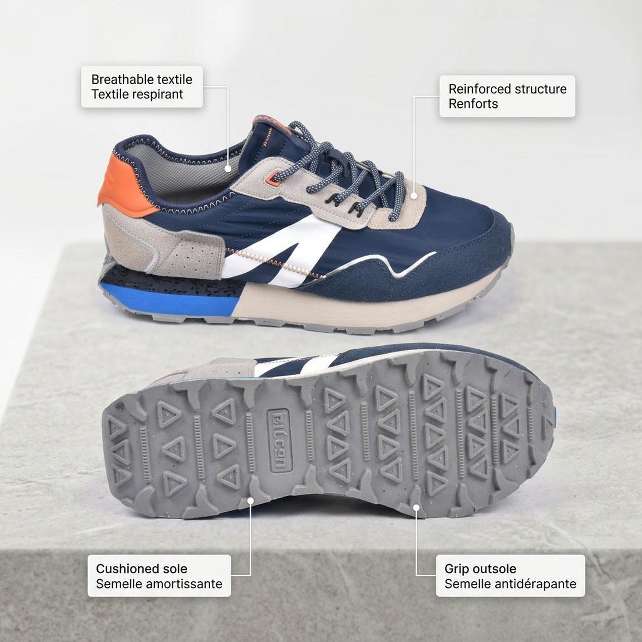 Voir la diapositive 4 : OZABI OZABI Basket homme mode running retro confortable