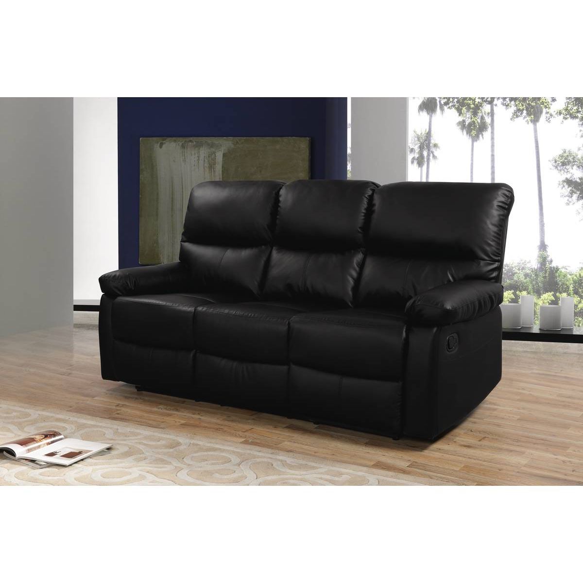 Habitat et Jardin Canapé relax  Lincoln  - 197 x 89 x 103 cm - 3 places - Noir