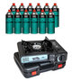 Voir la diapositive 1 : INTEC Réchaud gaz Portable 2200W + 12 Cartouches gaz butane Camping Road trips Piezo Mallette Etna INTEC