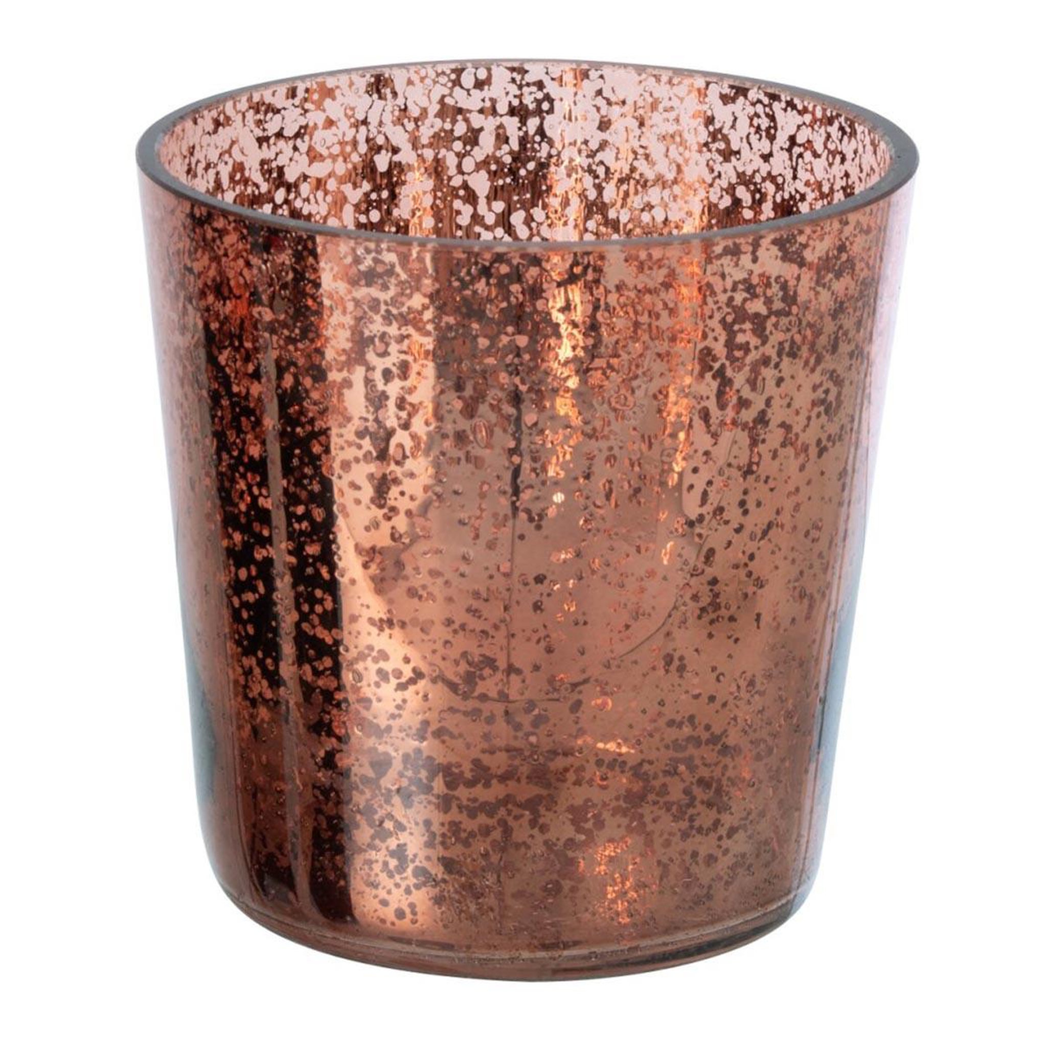 J-LINE Photophore design en verre  ember  16cm marron