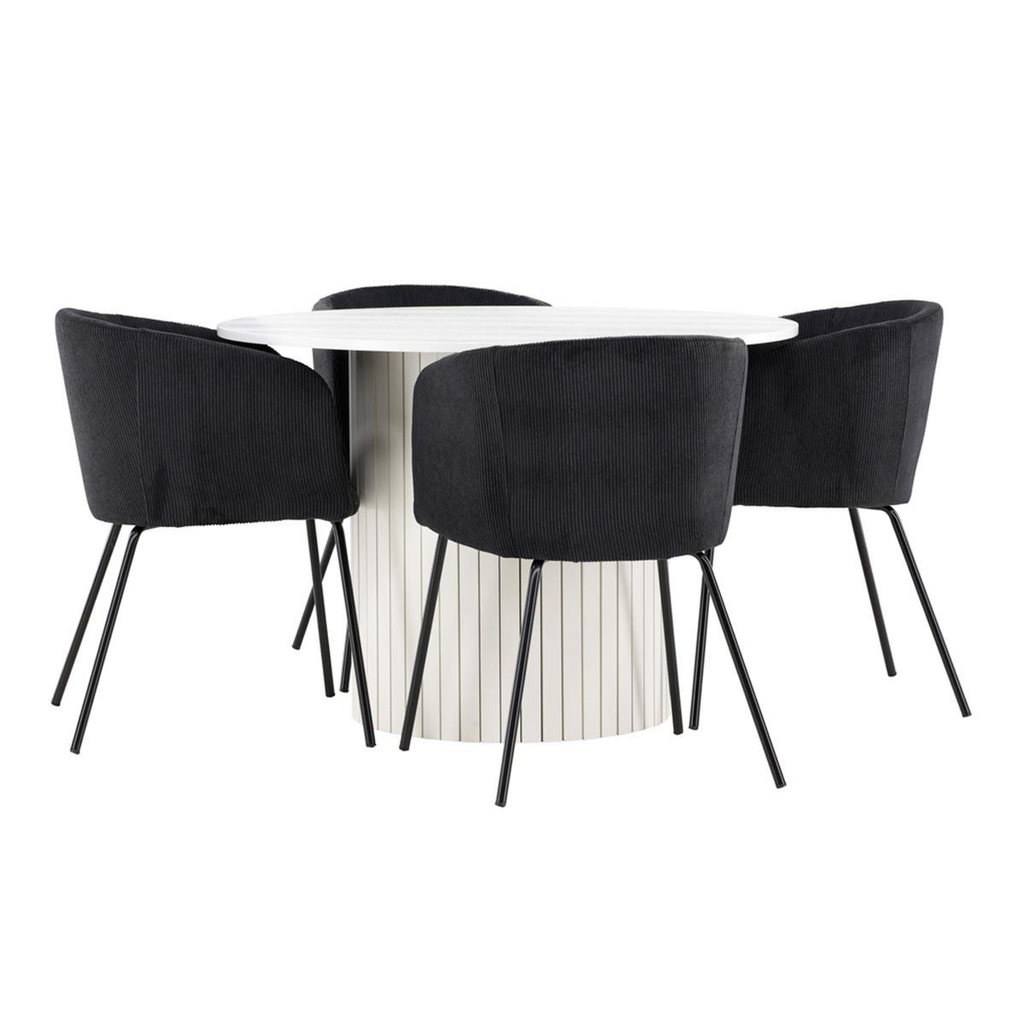 Voir la diapositive 2 : Paris Prix Ensemble table à manger & 4 chaises  haron & berit  110cm blanc & noir