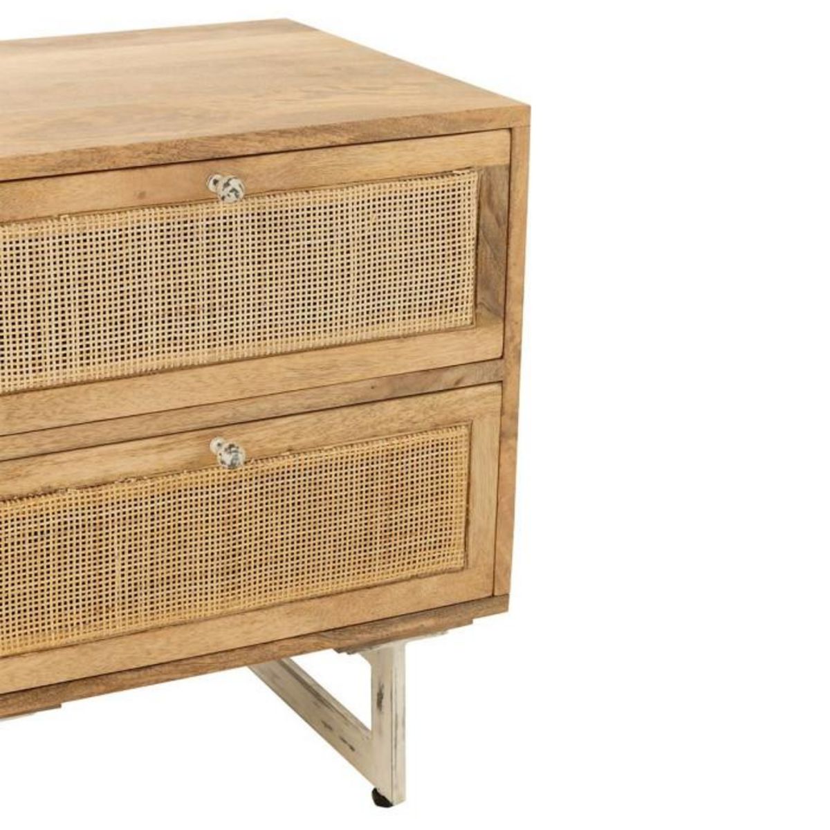 Paris Prix Table de Chevet en Bois  Weaving  55cm Naturel