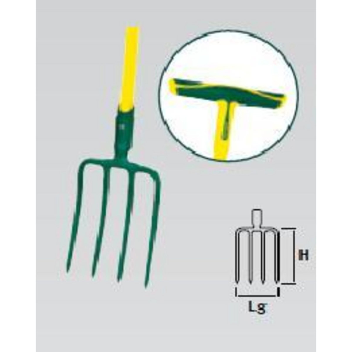 Leborgne Fourche à bêcher 4 dents carrées - 30 cm - manche béquille en fibre