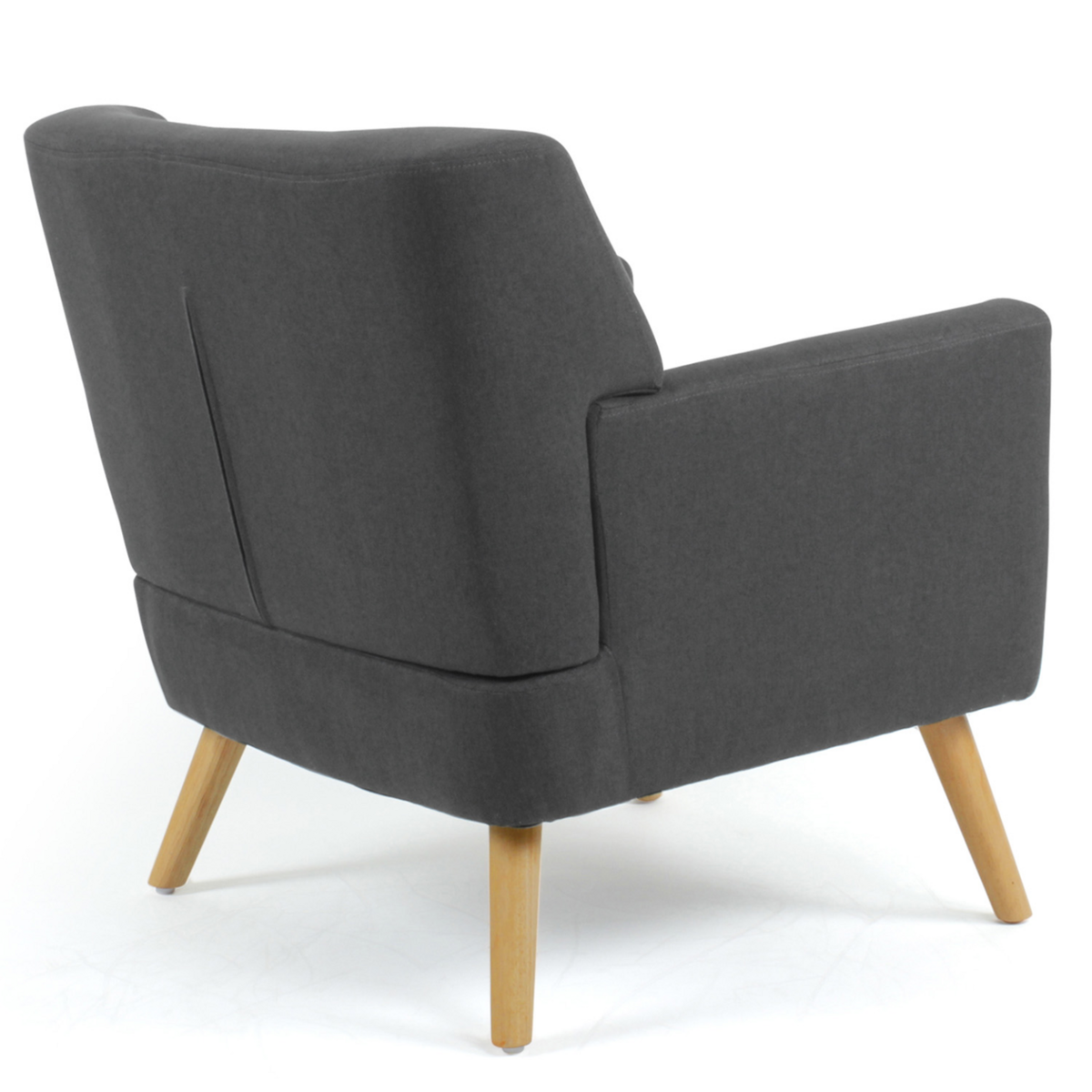 ID MARKET Fauteuil scandinave LIV avec repose pieds en tissu gris anthracite