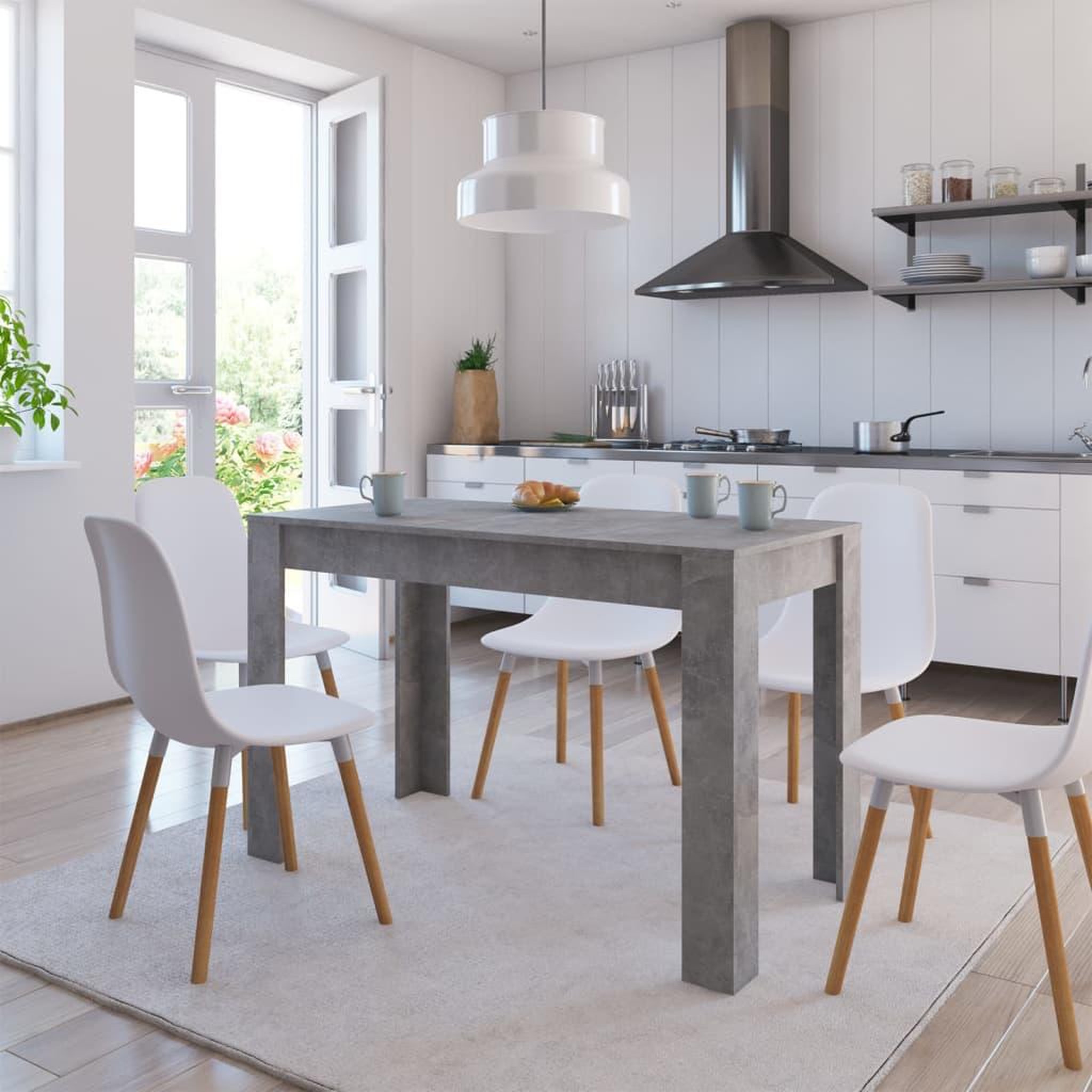 VIDAXL Table a manger Gris beton 120x60x76 cm Bois d'ingenierie