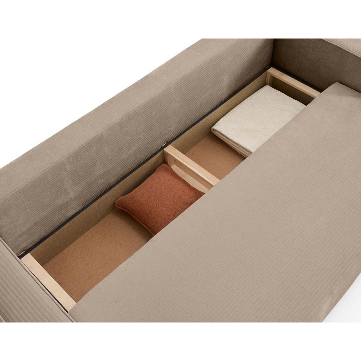 BEST MOBILIER Topaze - canapé 3 places - convertible avec coffre - en velours côtelé plat