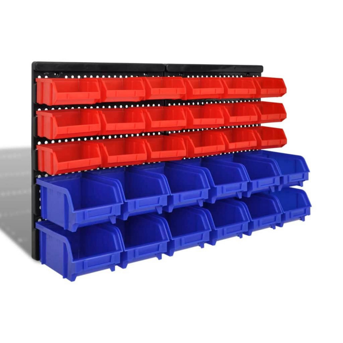 VIDAXL Jeu de paniers muraux de stockage Plastique 30pcs Bleu et rouge