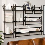 VIDAXL Ensemble d'etageres murales barres 6 pcs noir bois d'ingenierie