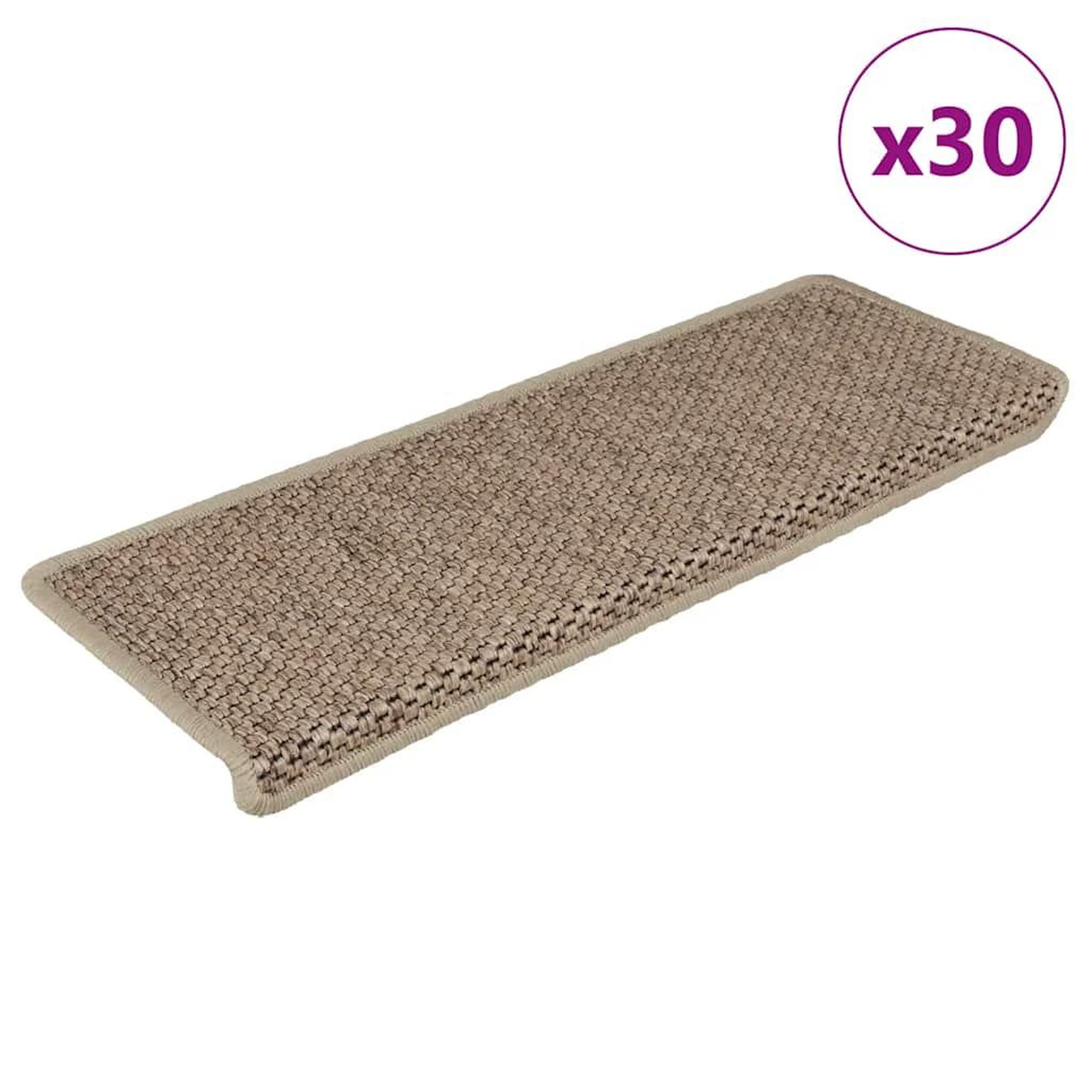 VIDAXL Tapis d'escalier autocollants 30 pcs 65x21x4 cm sable