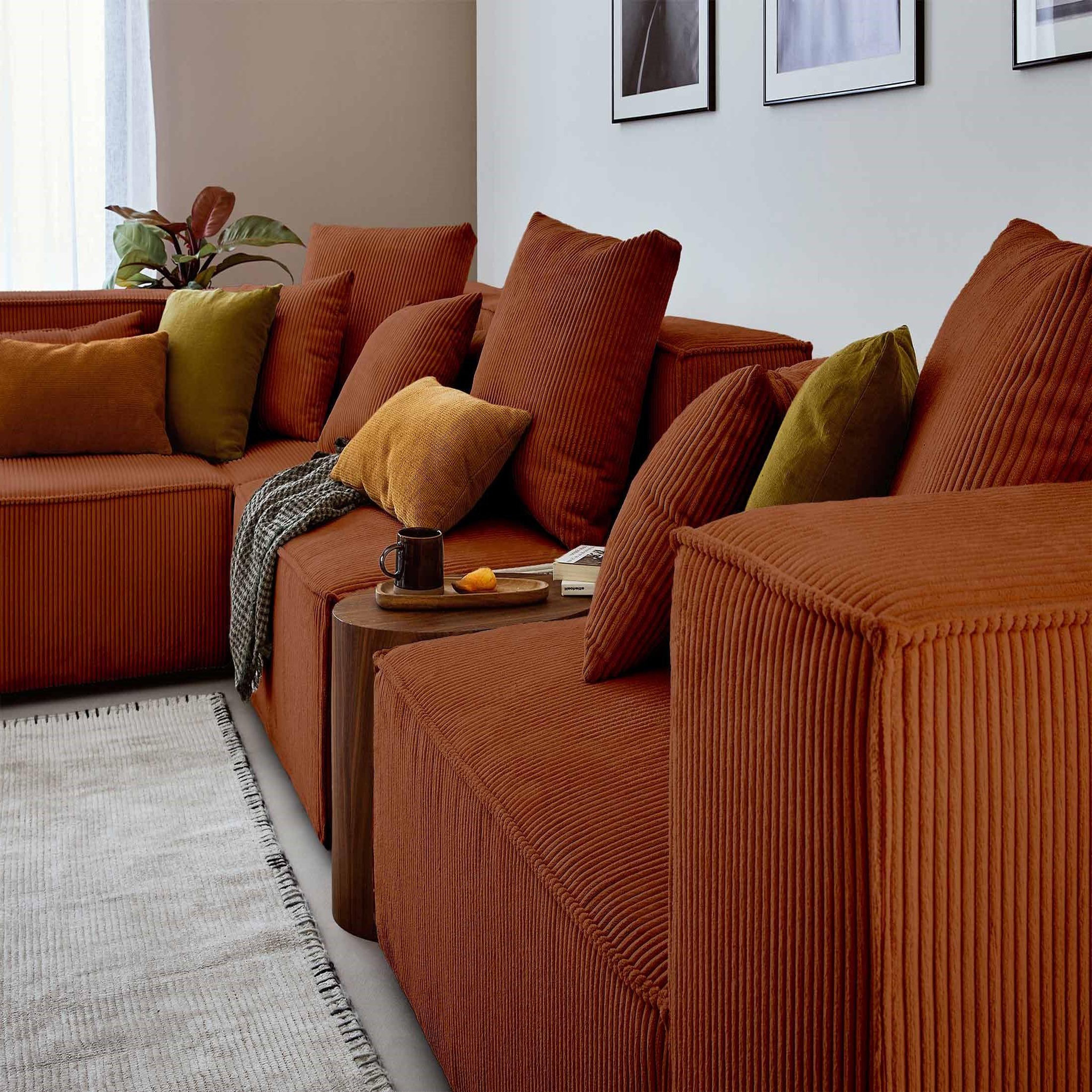Voir la diapositive 5 : BEST MOBILIER Colombine - canapé modulable d'angle gauche - 6 places - en velours côtelé