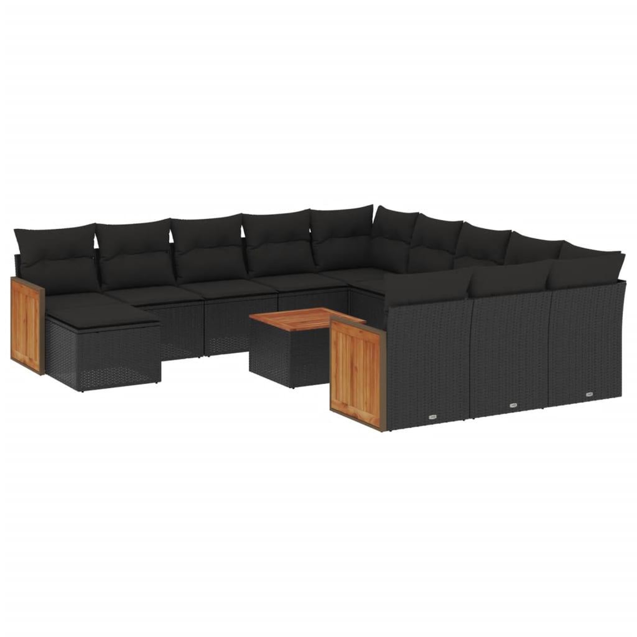 Voir la diapositive 2 : VIDAXL Salon de jardin avec coussins 13 pcs noir resine tressee