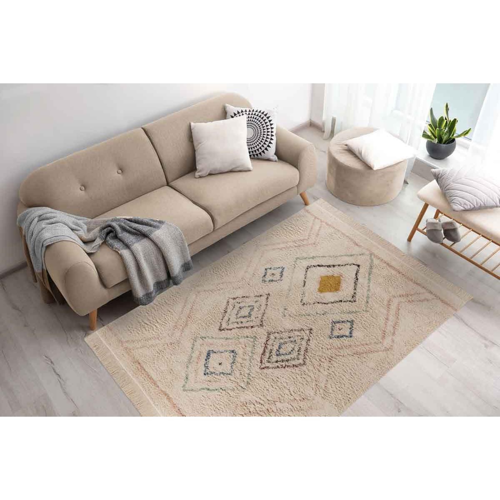 Voir la diapositive 5 : Paris Prix Tapis Tufté à la Main Ethnique  Mylen  Beige