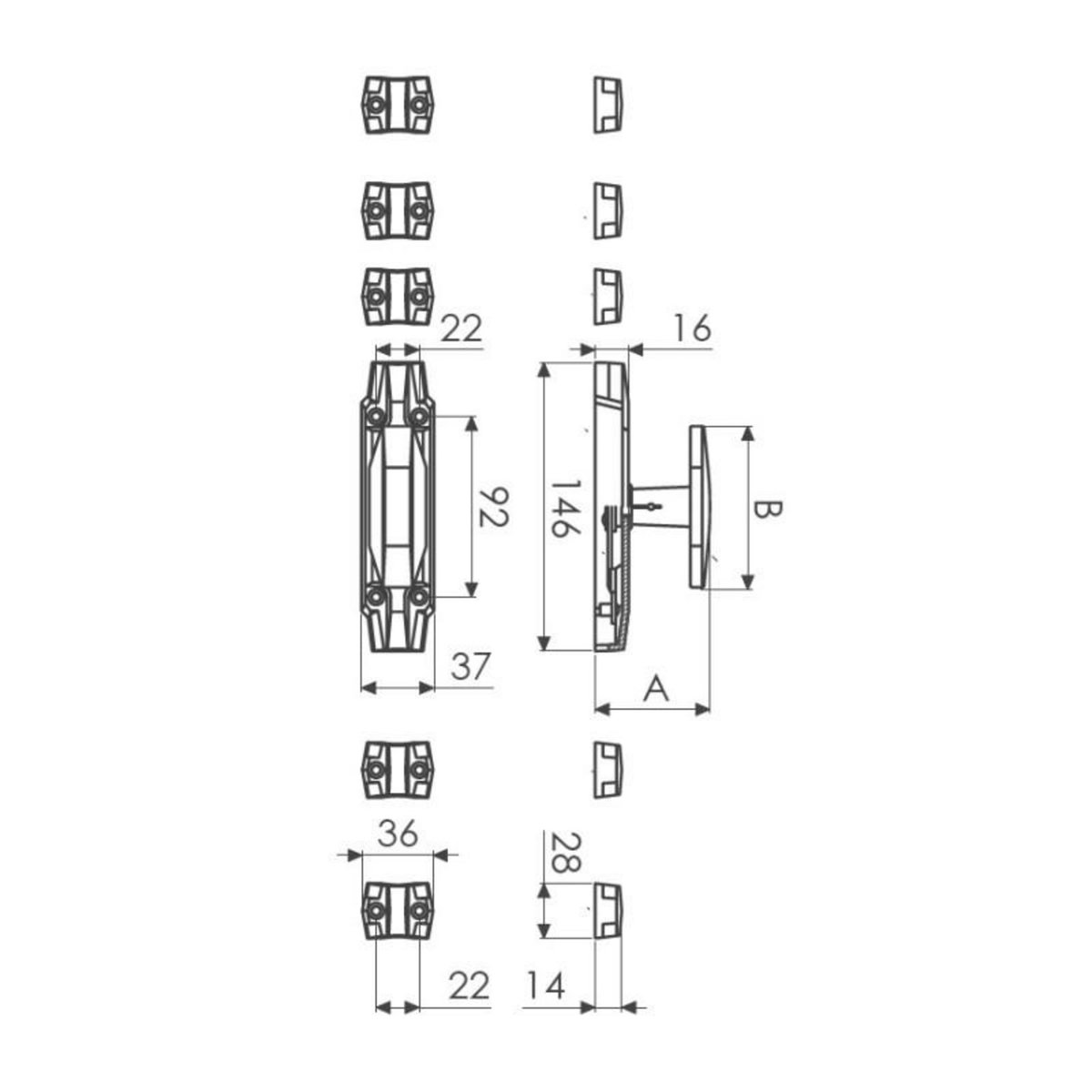 JARDINIER MASSARD Crémone classique RA 16x5mm bouton standard série légère en fonte finition brut JARDINIER MASSARD J380002