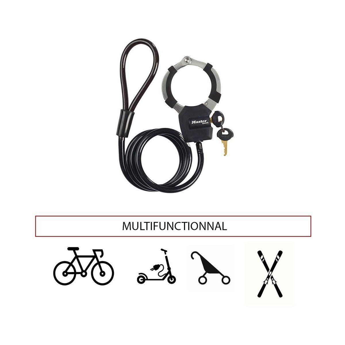 Master lock Antivol Menottes Street Cuff avec cable à boucle