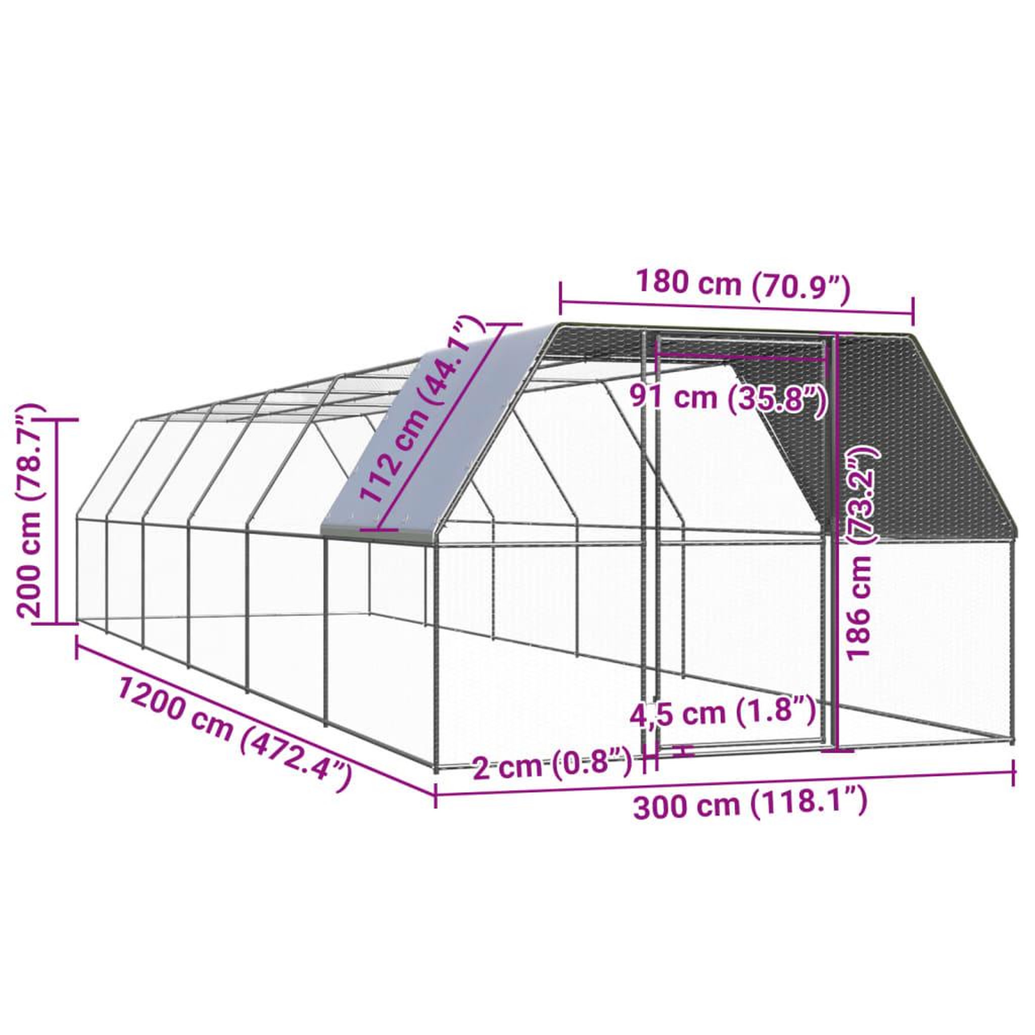 Voir la diapositive 5 : VIDAXL Poulailler d'exterieur 3x12x2 m Acier galvanise