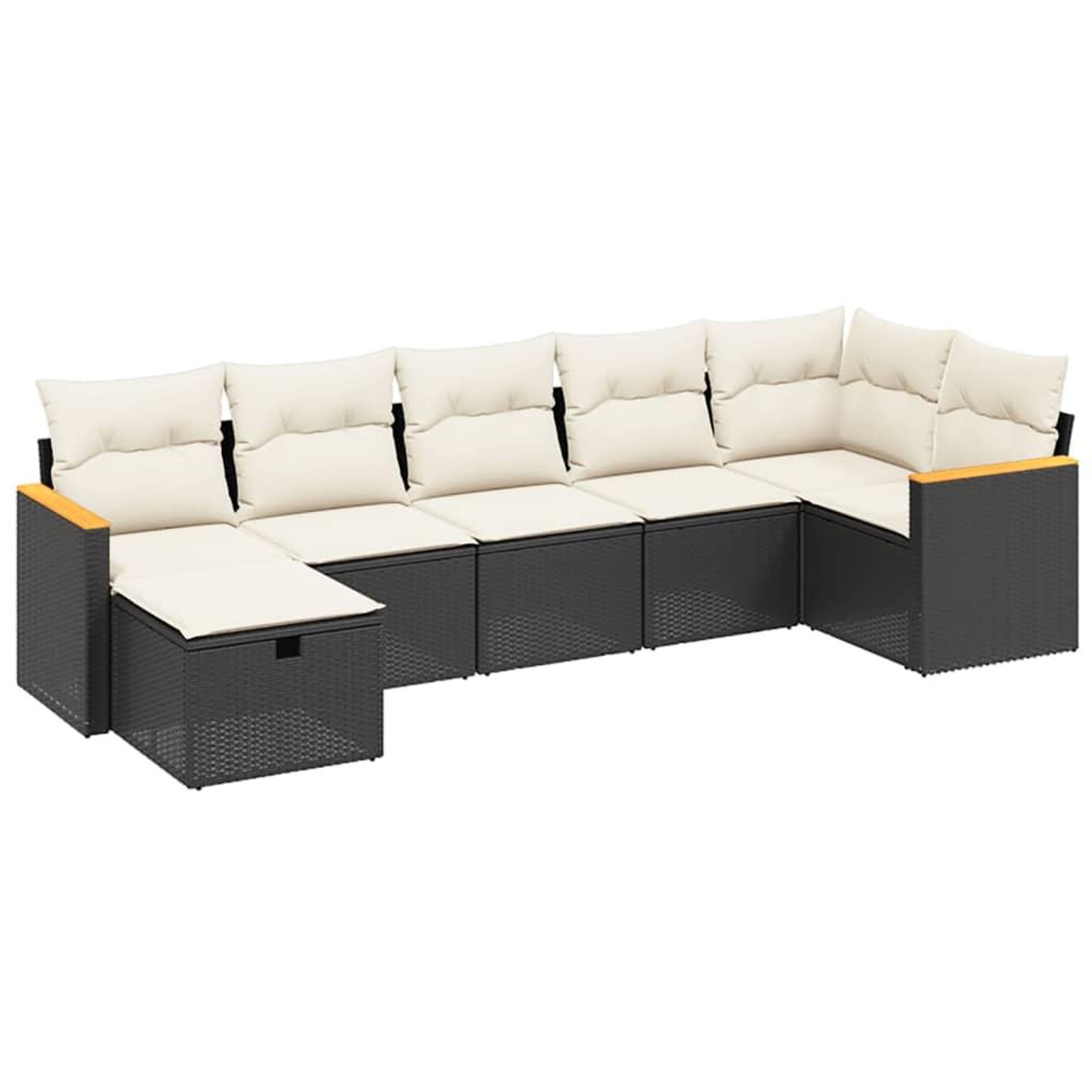 Voir la diapositive 2 : VIDAXL Salon de jardin 7 pcs avec coussins noir resine tressee