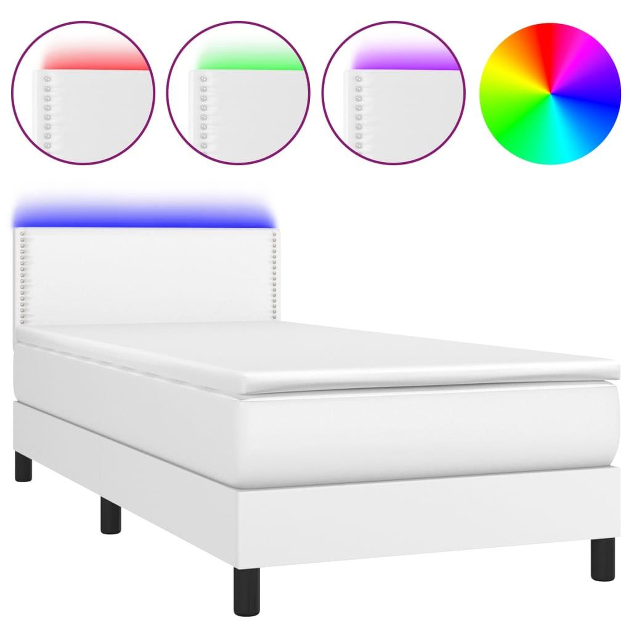 Voir la diapositive 2 : VIDAXL Sommier a lattes de lit avec matelas et LED Blanc 80x200cm