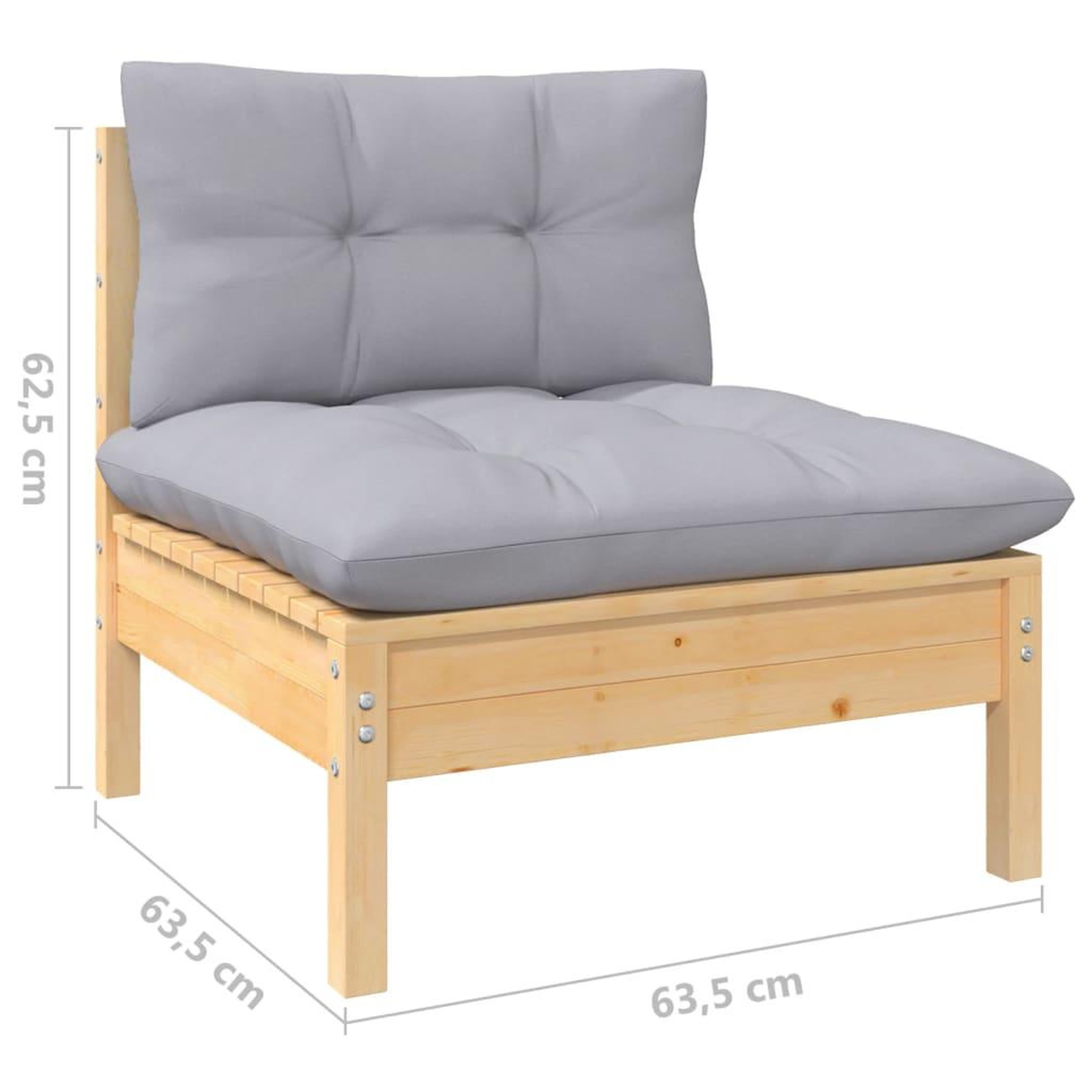 Voir la diapositive 6 : VIDAXL Salon de jardin 5 pcs avec coussins gris bois de pin