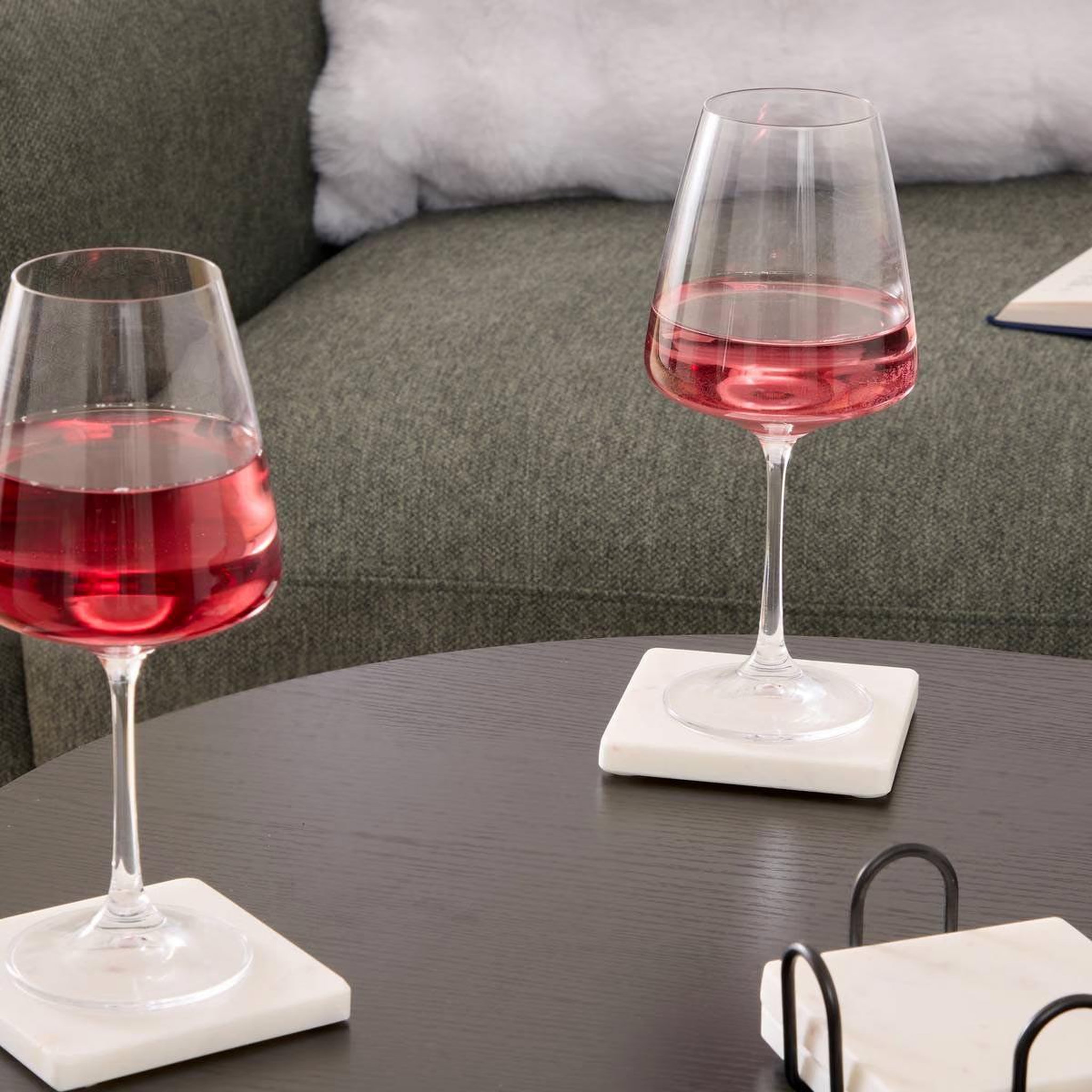 Voir la diapositive 3 : SECRET DE GOURMET Lot de 4 dessous de verre en marbre  morris  10cm blanc