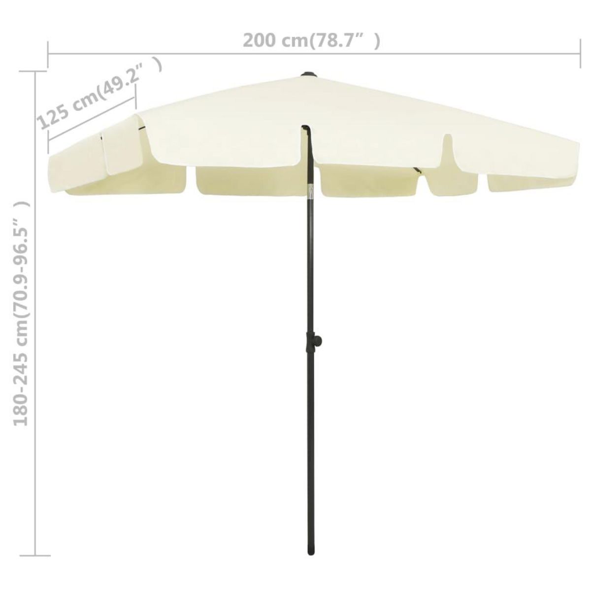 VIDAXL Parasol de plage jaune sable 200x125 cm
