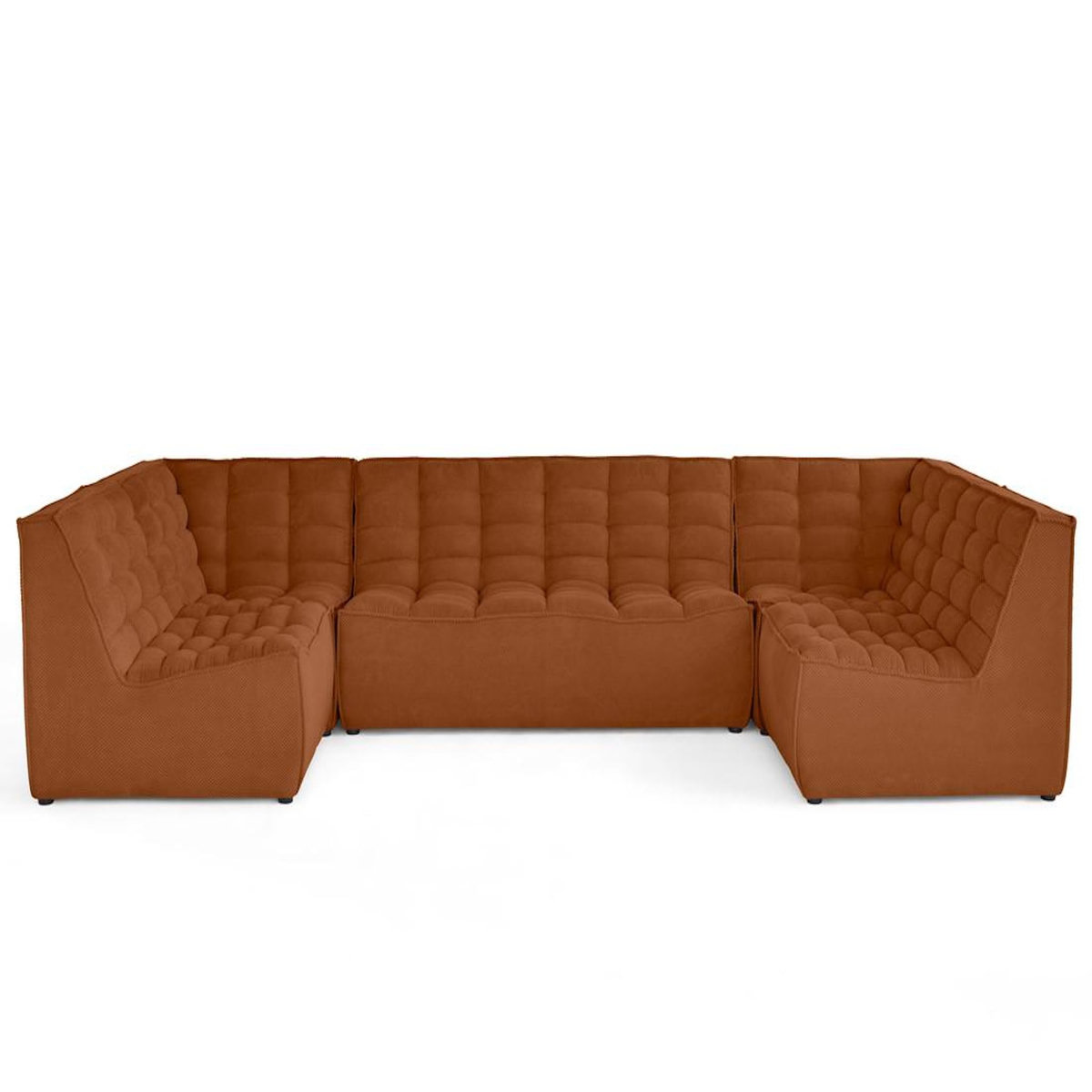 LISA DESIGN Ellie - canapé modulable panoramique 7 places en velours texturé