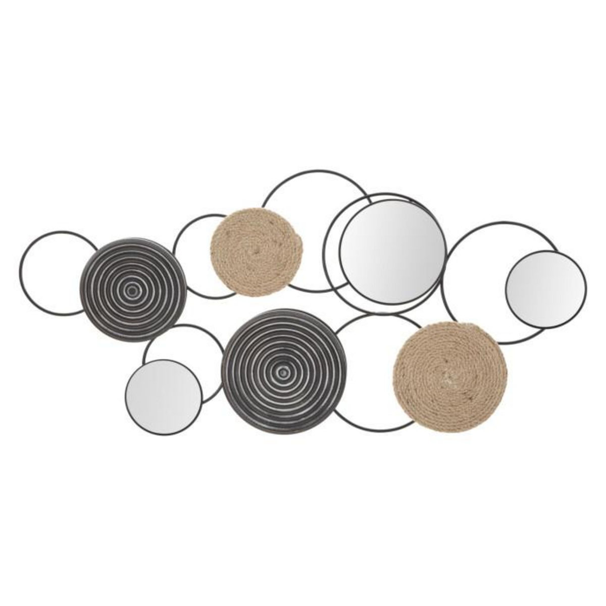 Paris Prix Décoration Murale 3 Miroirs  Triby  106cm Noir & Marron