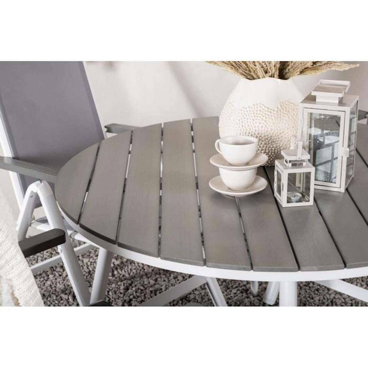 Paris Prix Ensemble Table de Jardin & 4 Chaises  Break & Alabny  120cm Gris