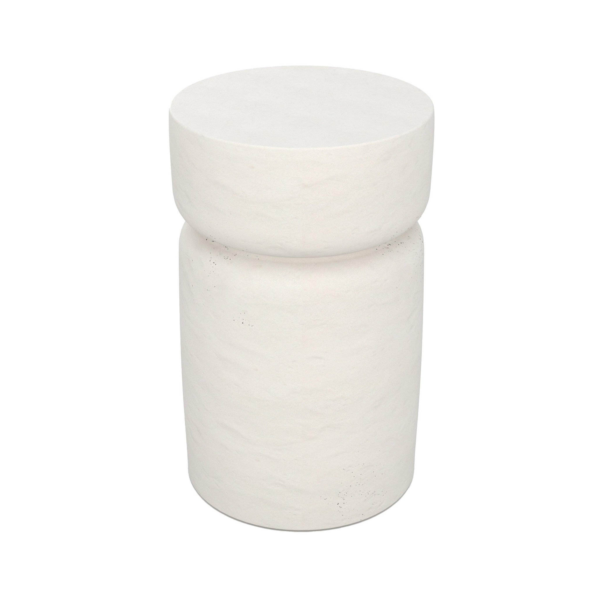 MAISON PAVANE Table d'appoint ronde blanche en fibre d'argile effet béton d30 cm-tahiti