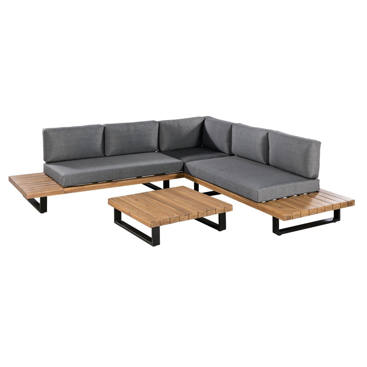 CIDDECO Salon bas de jardin d'angle en bois d'accacia TROPIQUES