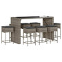 Voir la diapositive 2 : VIDAXL Ensemble de bar de jardin 9 pcs avec coussins gris poly rotin