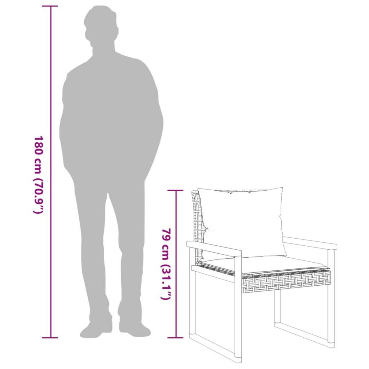 VIDAXL Ensemble de bistro et coussins 3 pcs melange beige rotin acacia