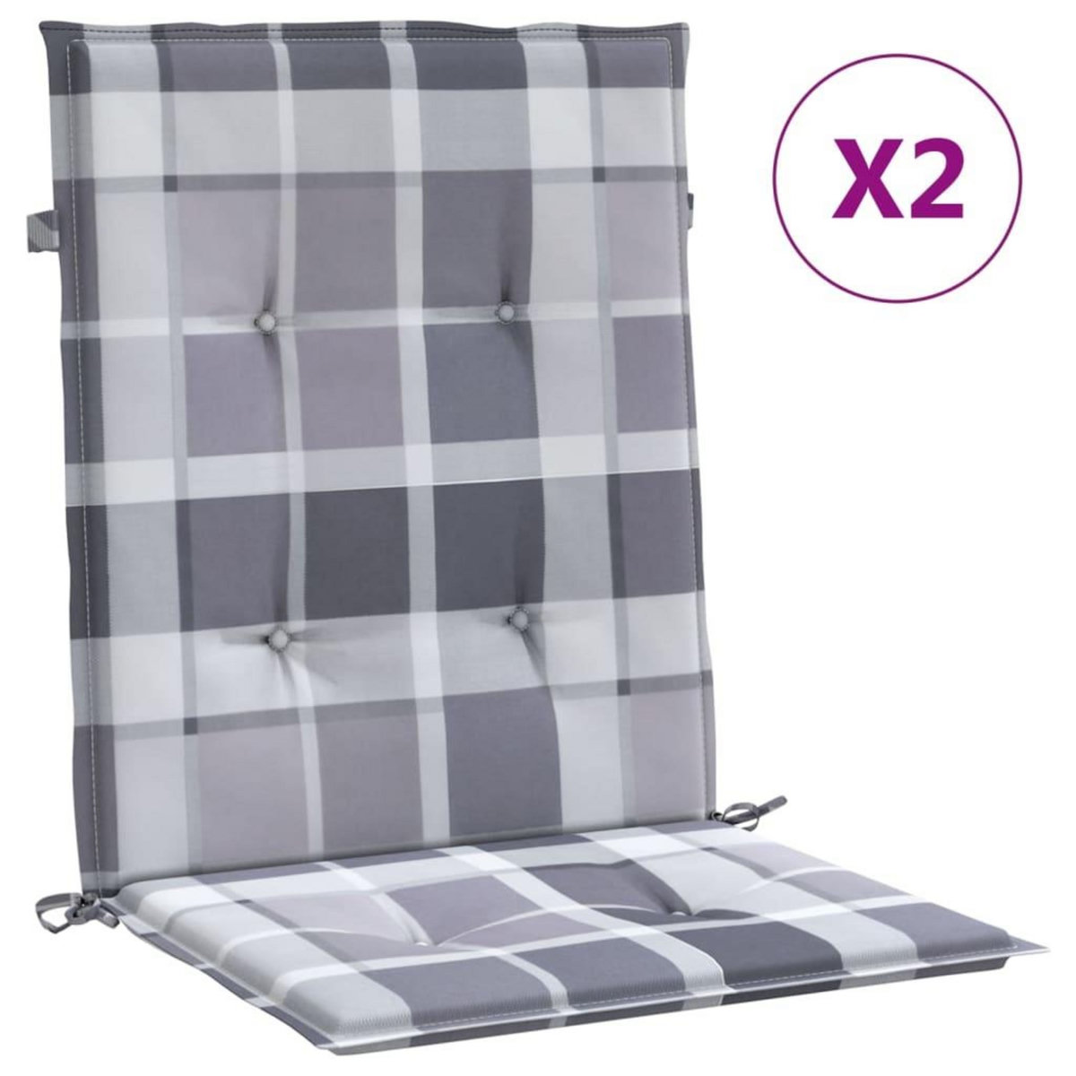 VIDAXL Coussins de chaise de jardin a dossier bas lot de 2